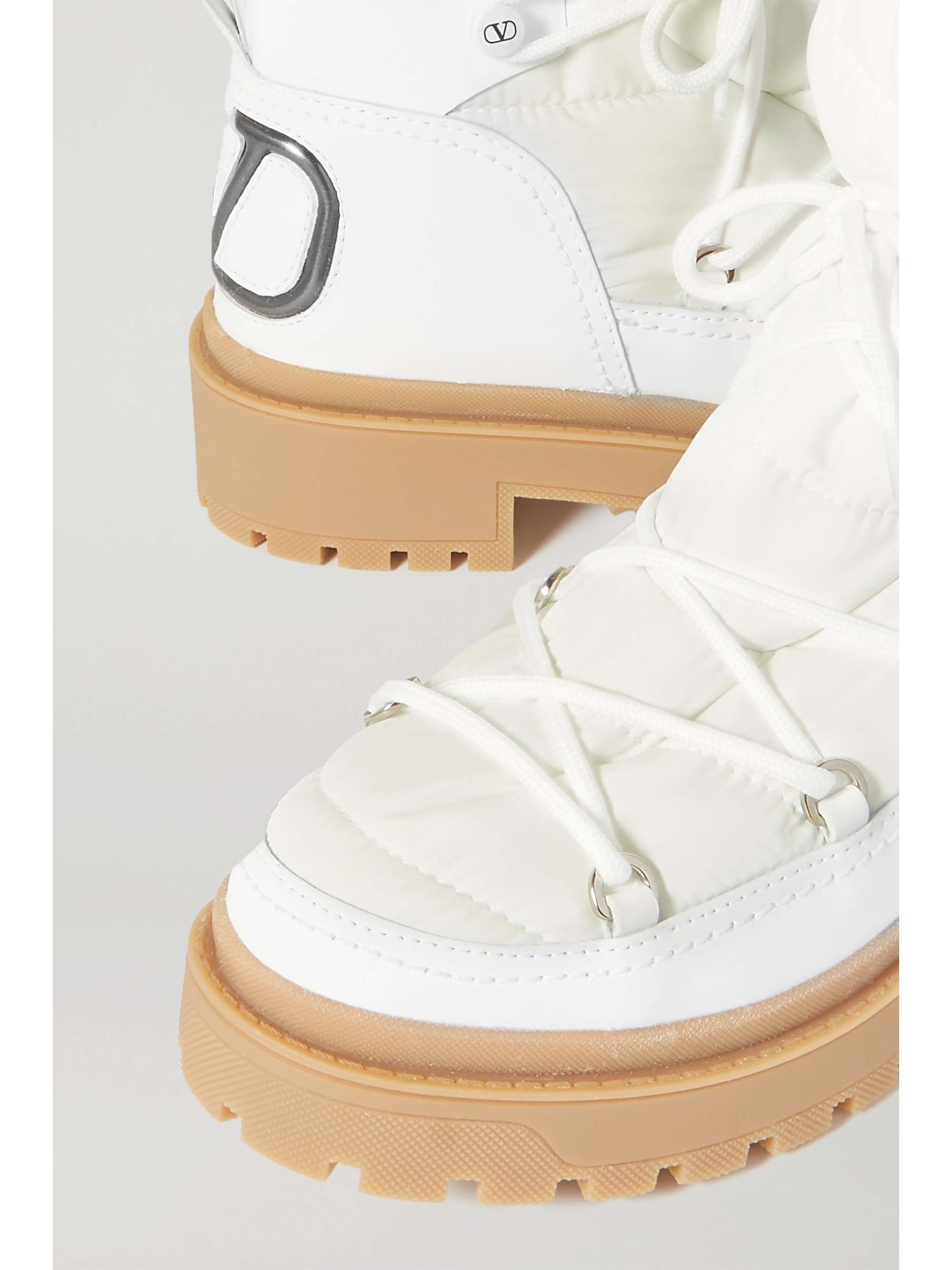 VALENTINO GARAVANI Valentino Garavani logo-detailed leather and quilted shell ankle boots