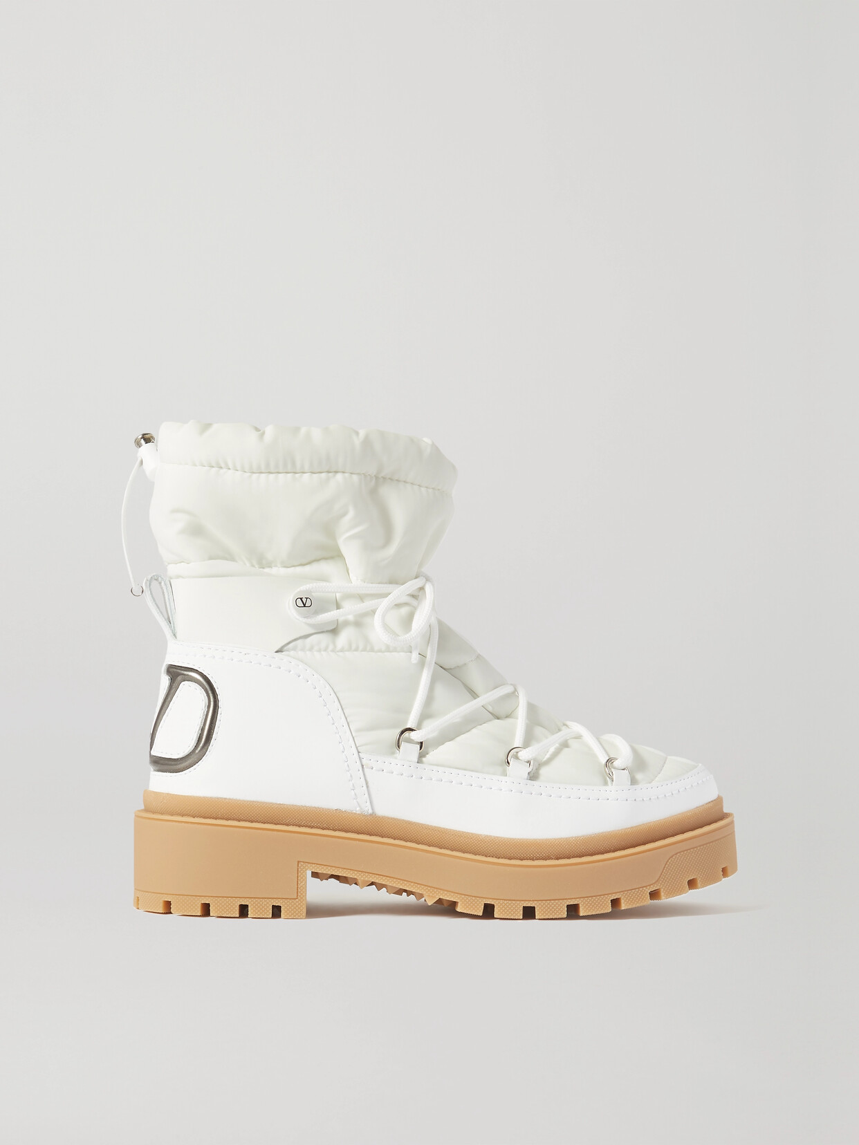 Valentino Garavani - Logo-detailed Leather And Quilted Shell Ankle Boots - White
