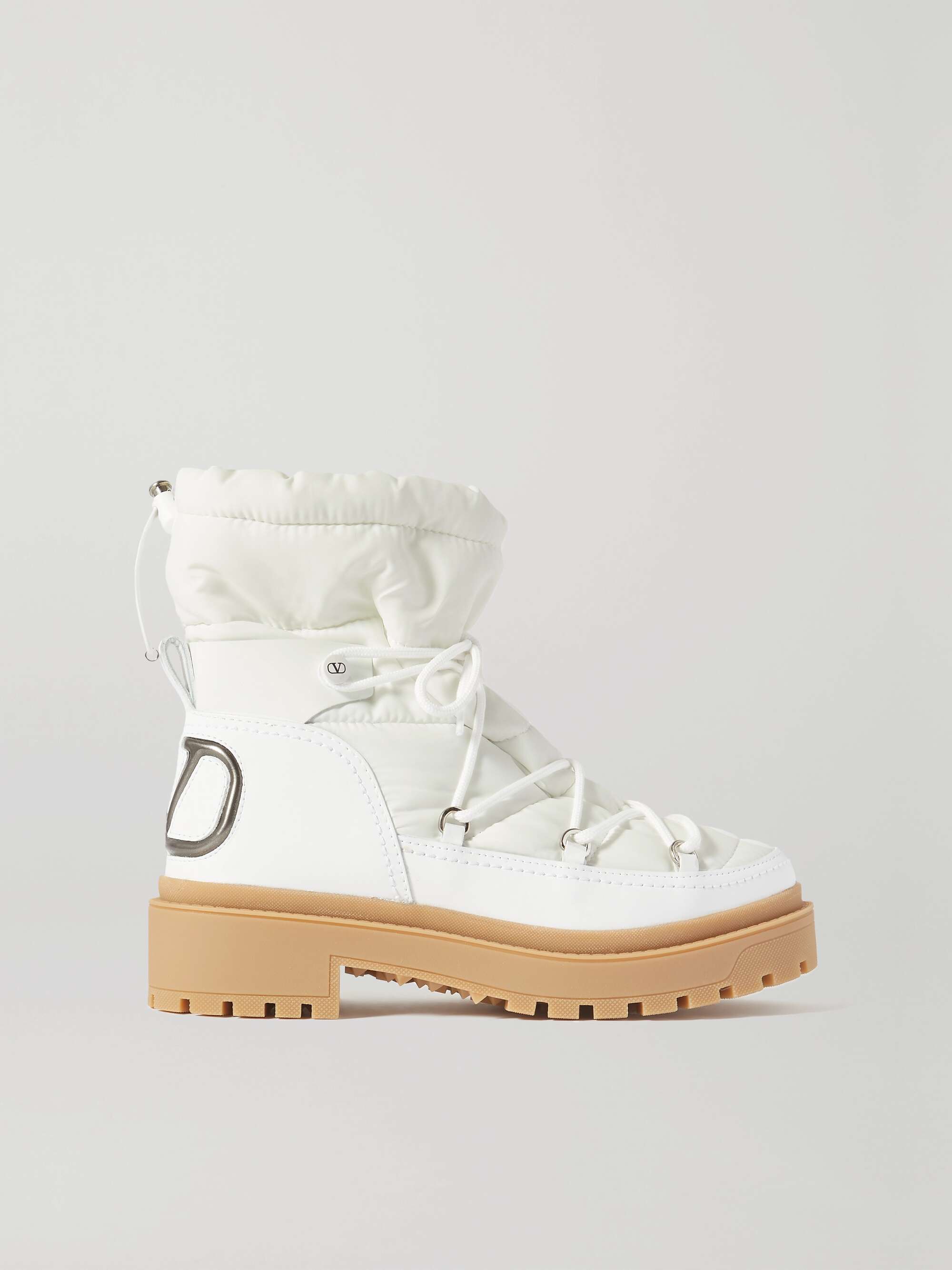 VALENTINO GARAVANI Valentino Garavani logo-detailed leather and quilted shell ankle boots