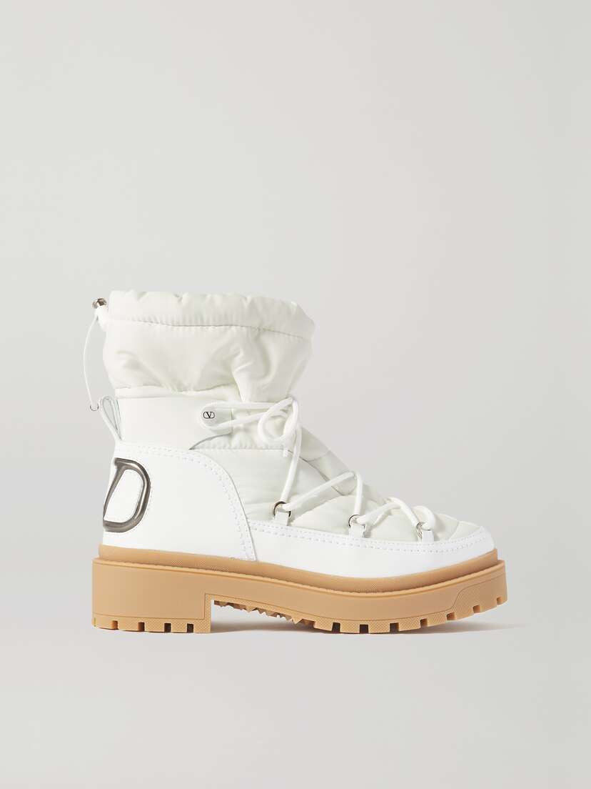 Valentino Garavani — Logo-detailed leather and quilted shell ankle boots