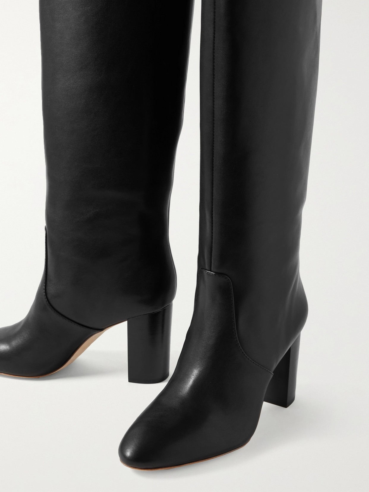 Shop Loeffler Randall + Net Sustain Goldy Leather Knee Boots In Black