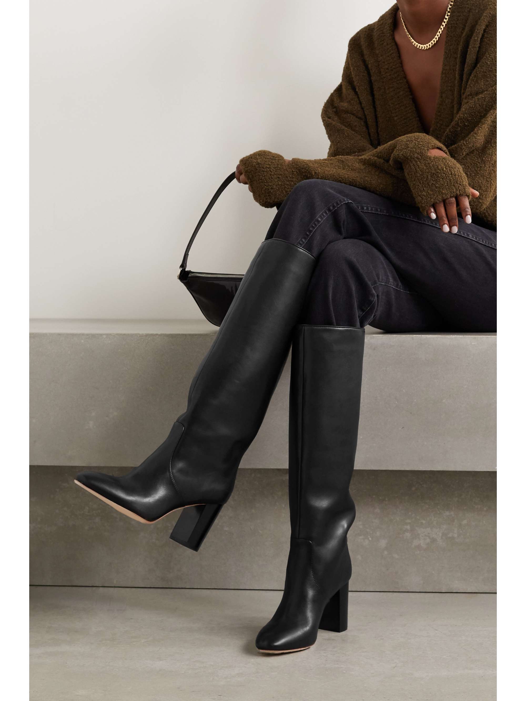 LOEFFLER RANDALL + NET SUSTAIN Goldy leather knee boots | NET-A-PORTER