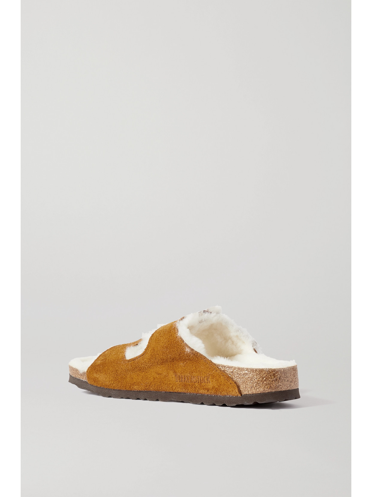 Shop Birkenstock Arizona Shearling-lined Suede Sandals In Tan