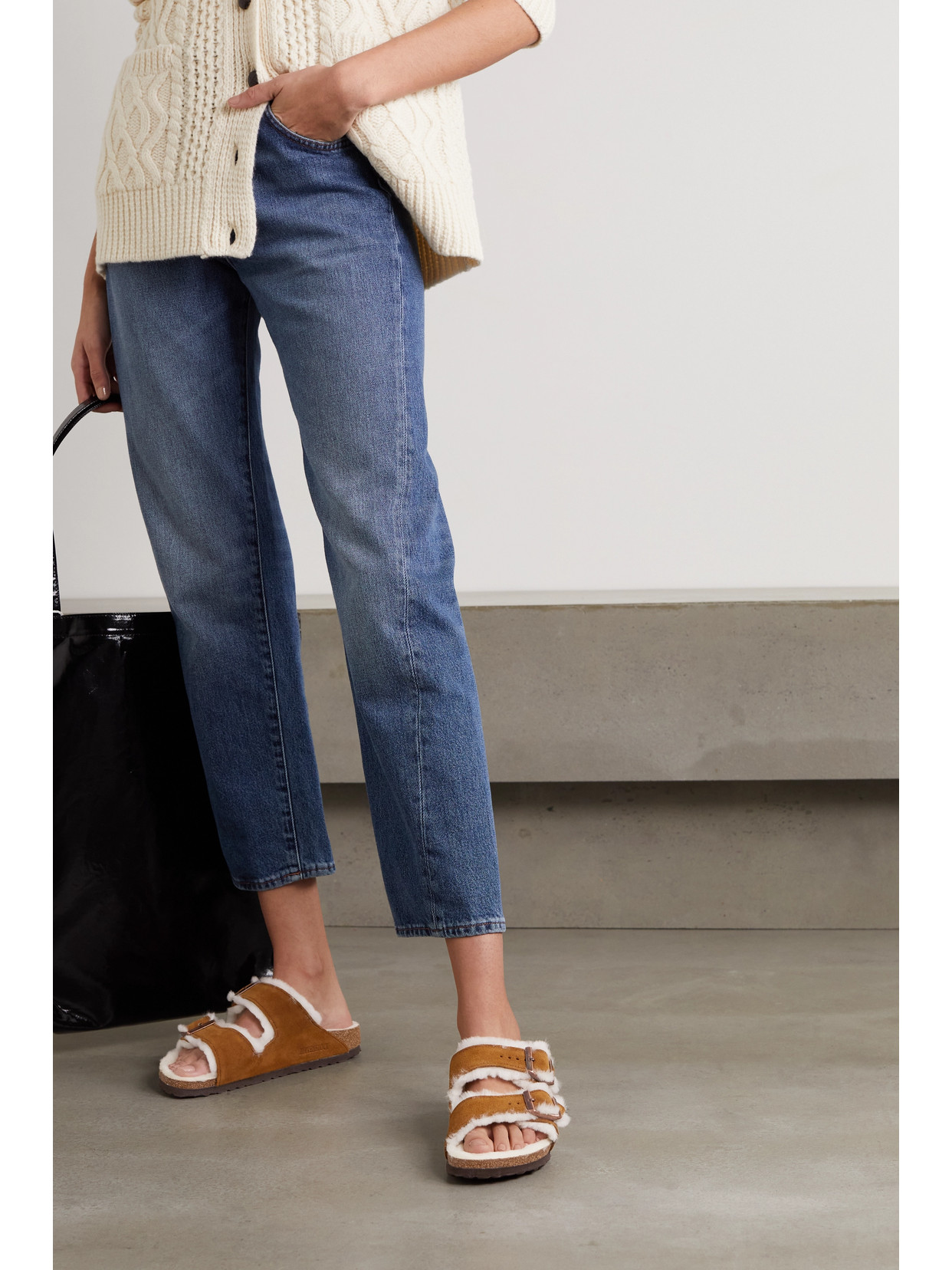 Birkenstock Arizona Shearling-lined Suede Sandals In Tan
