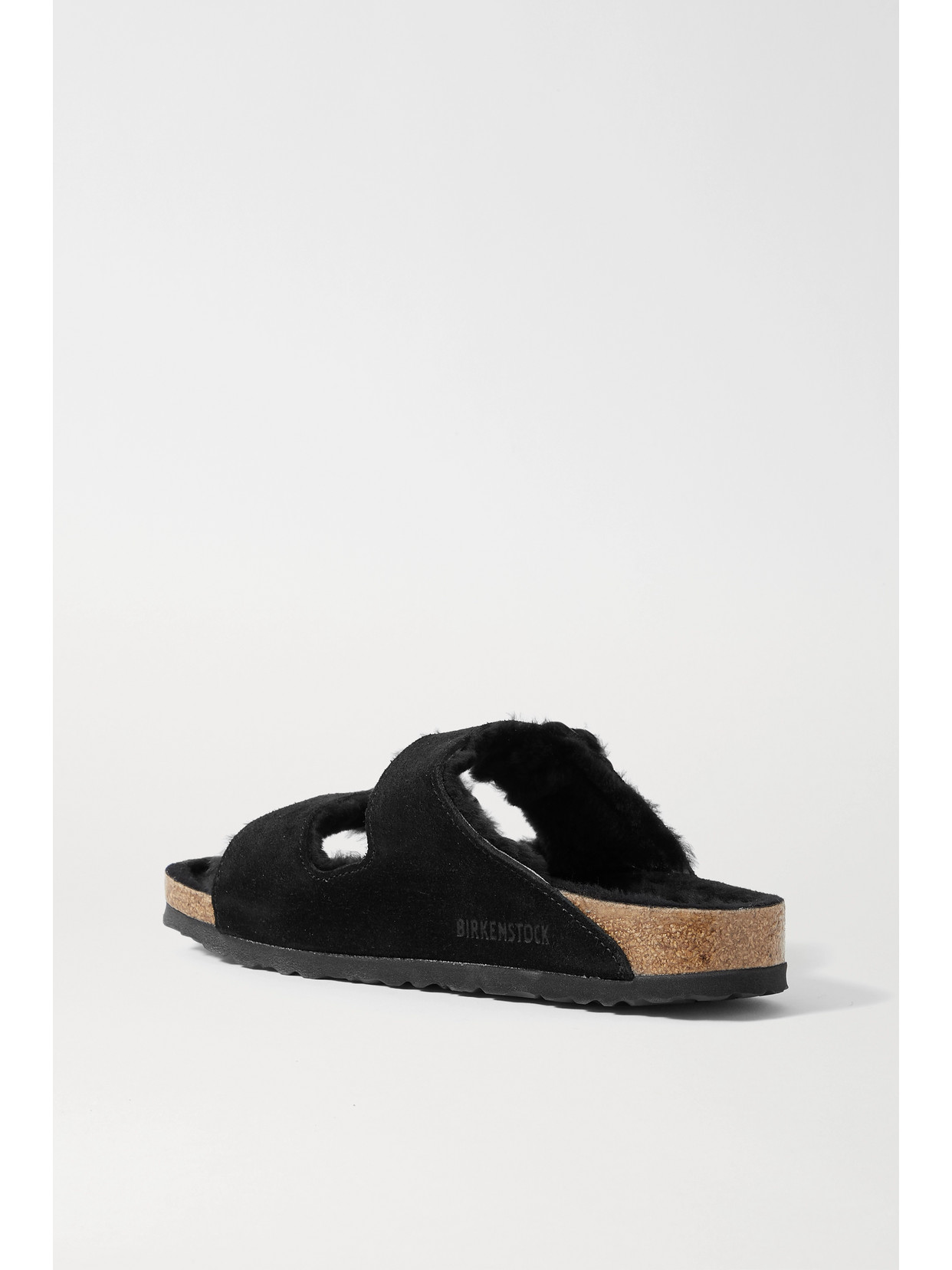 Shop Birkenstock Arizona Shearling-lined Suede Sandals In Black