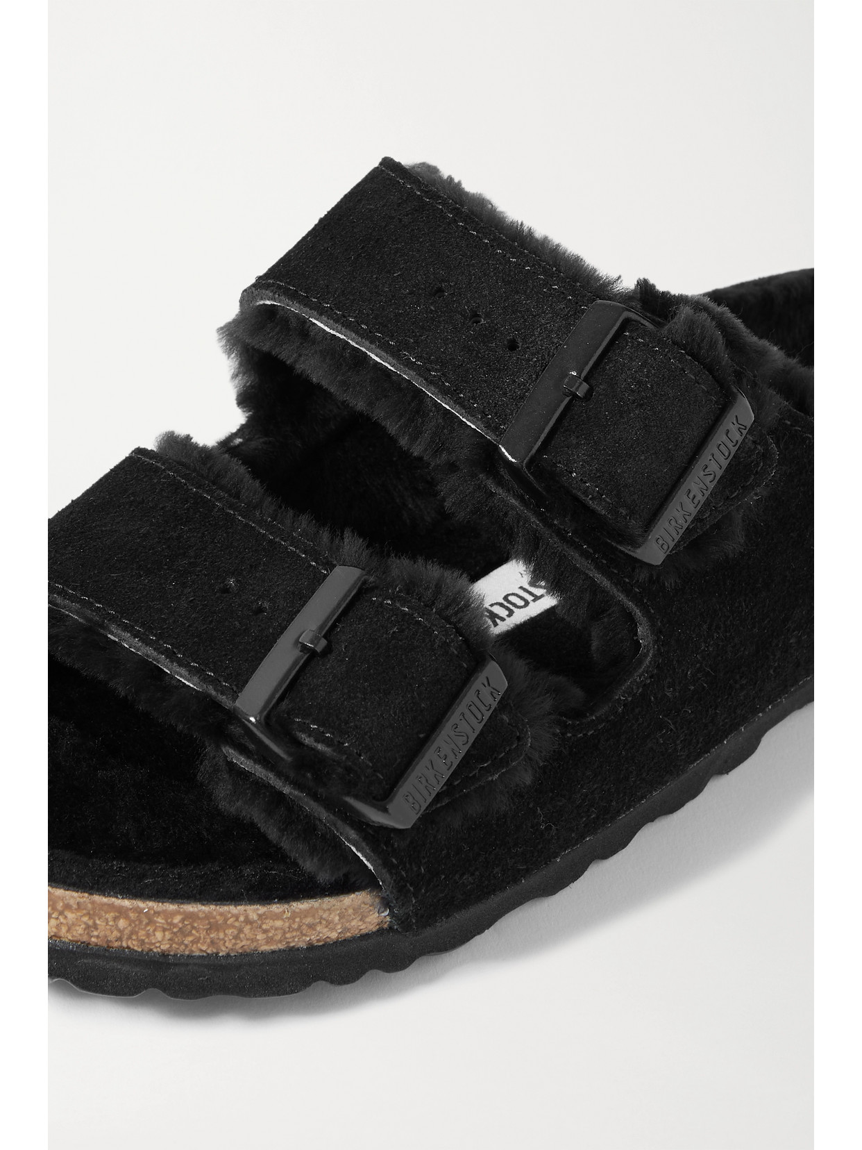 Shop Birkenstock Arizona Shearling-lined Suede Sandals In Black