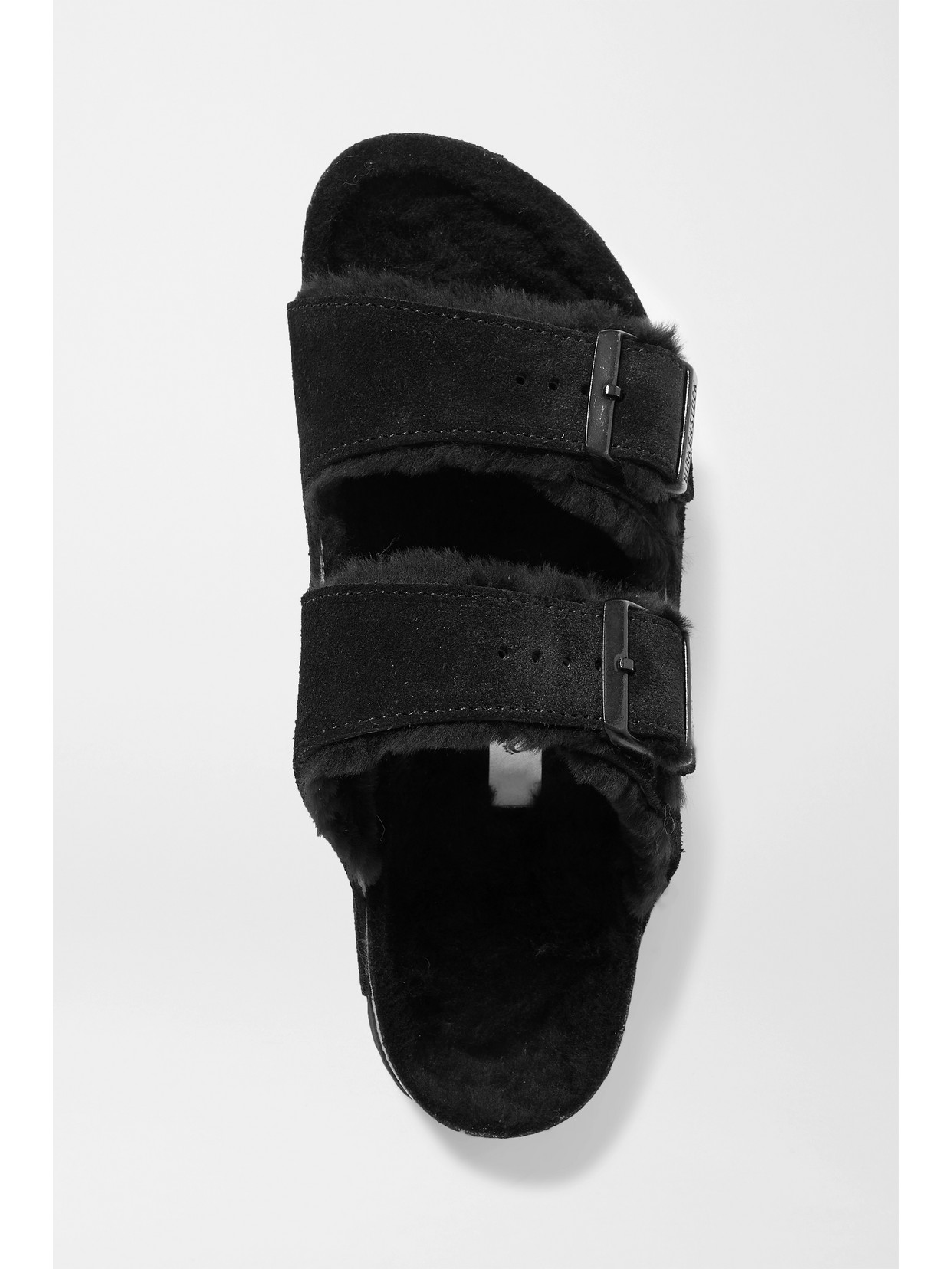 Shop Birkenstock Arizona Shearling-lined Suede Sandals In Black