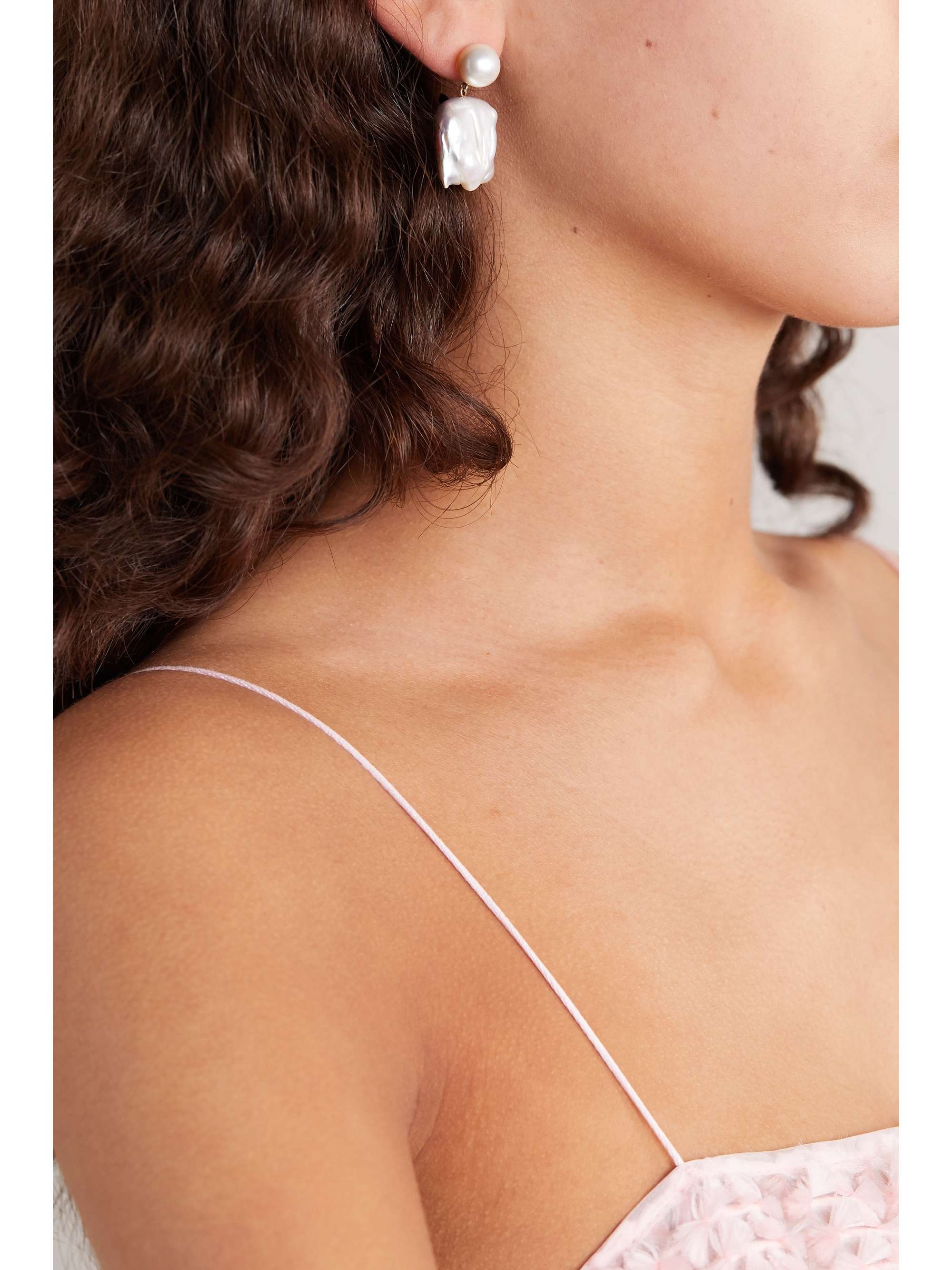 SOPHIE BILLE BRAHE Mondrian Diamant 14-karat gold, pearl and diamond earrings
