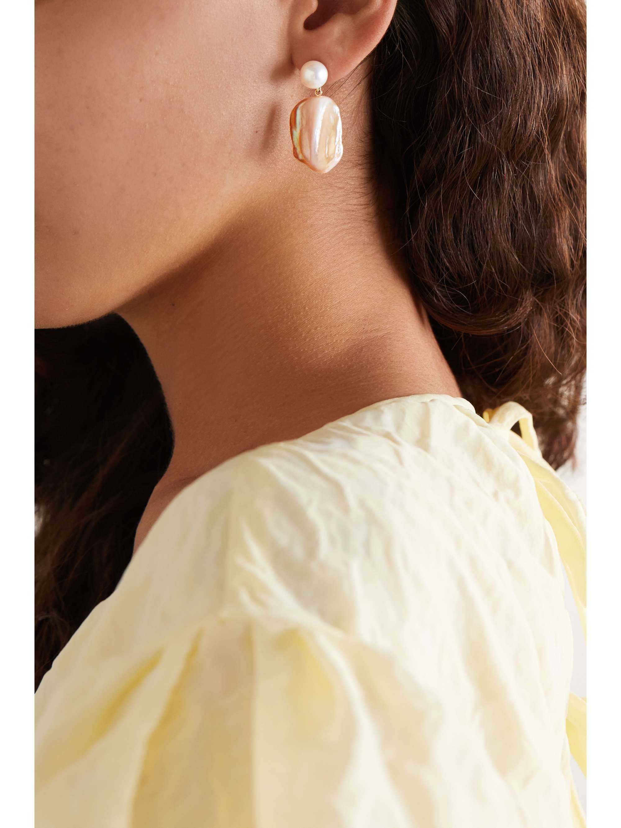 SOPHIE BILLE BRAHE Mondrian Diamant 14-karat gold, pearl and diamond earrings
