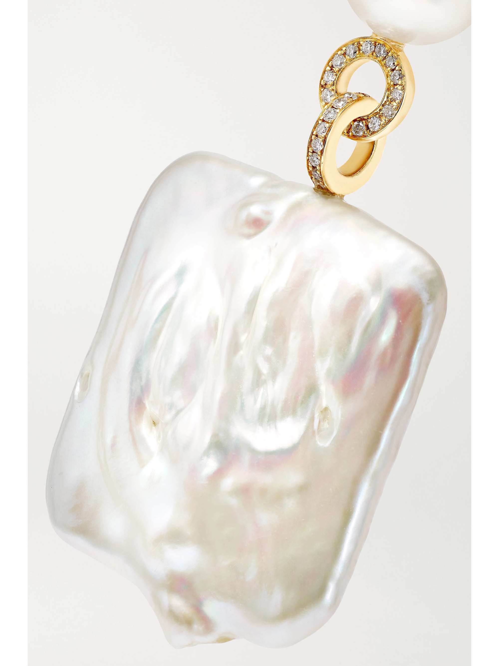 SOPHIE BILLE BRAHE Mondrian Diamant 14-karat gold, pearl and diamond earrings