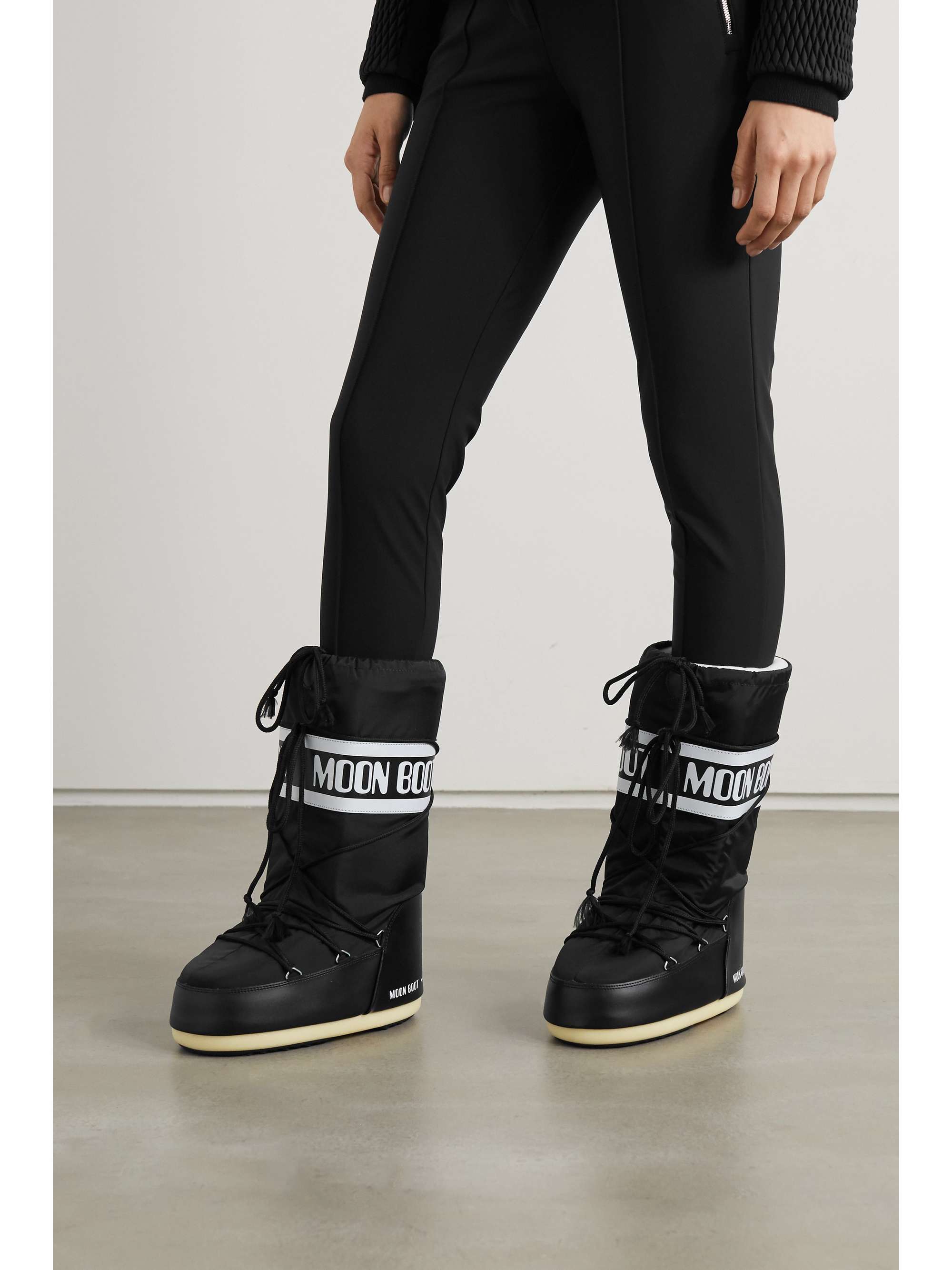 MOON BOOT Icon shell and faux leather snow boots NETAPORTER