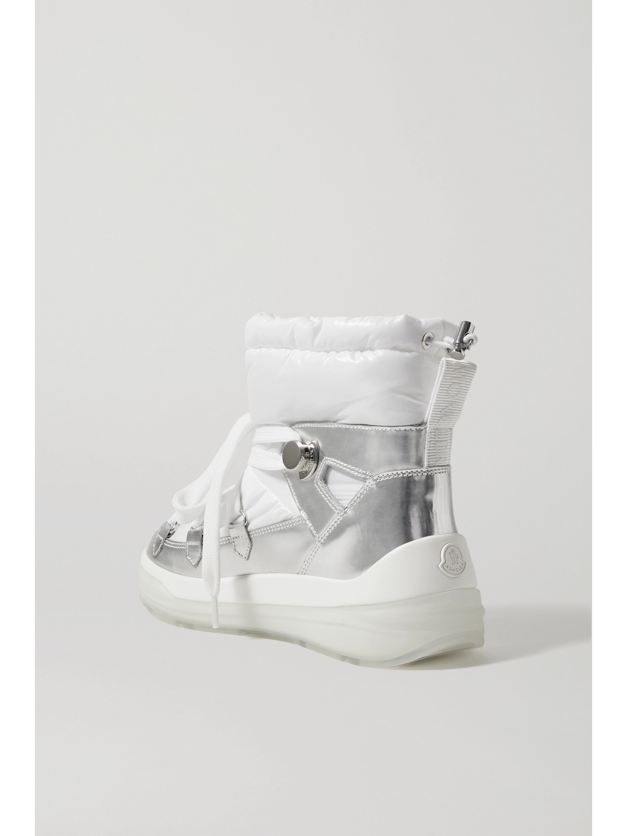 MONCLER INSOLUX METALLIC LEATHER AND PADDED SHELL ANKLE BOOTS