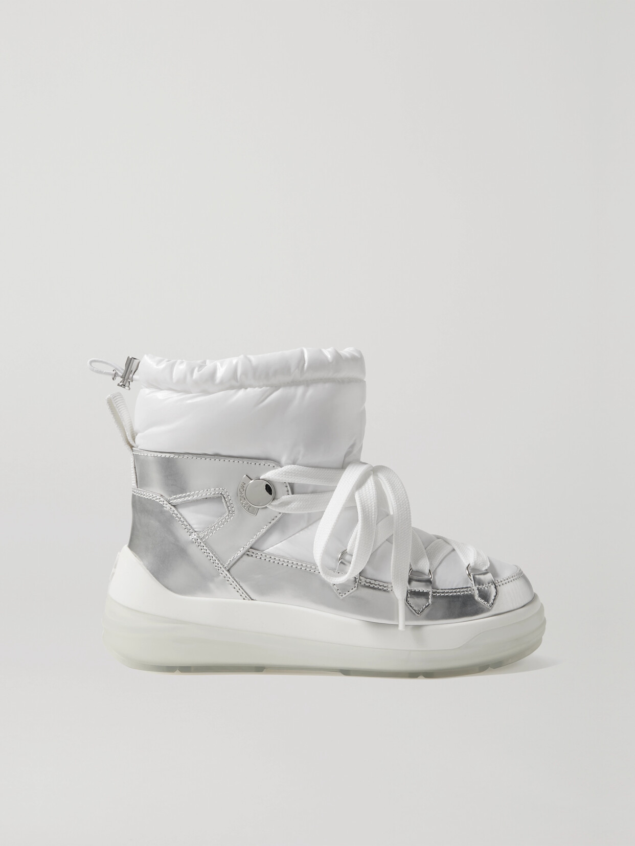 MONCLER INSOLUX METALLIC LEATHER AND PADDED SHELL ANKLE BOOTS