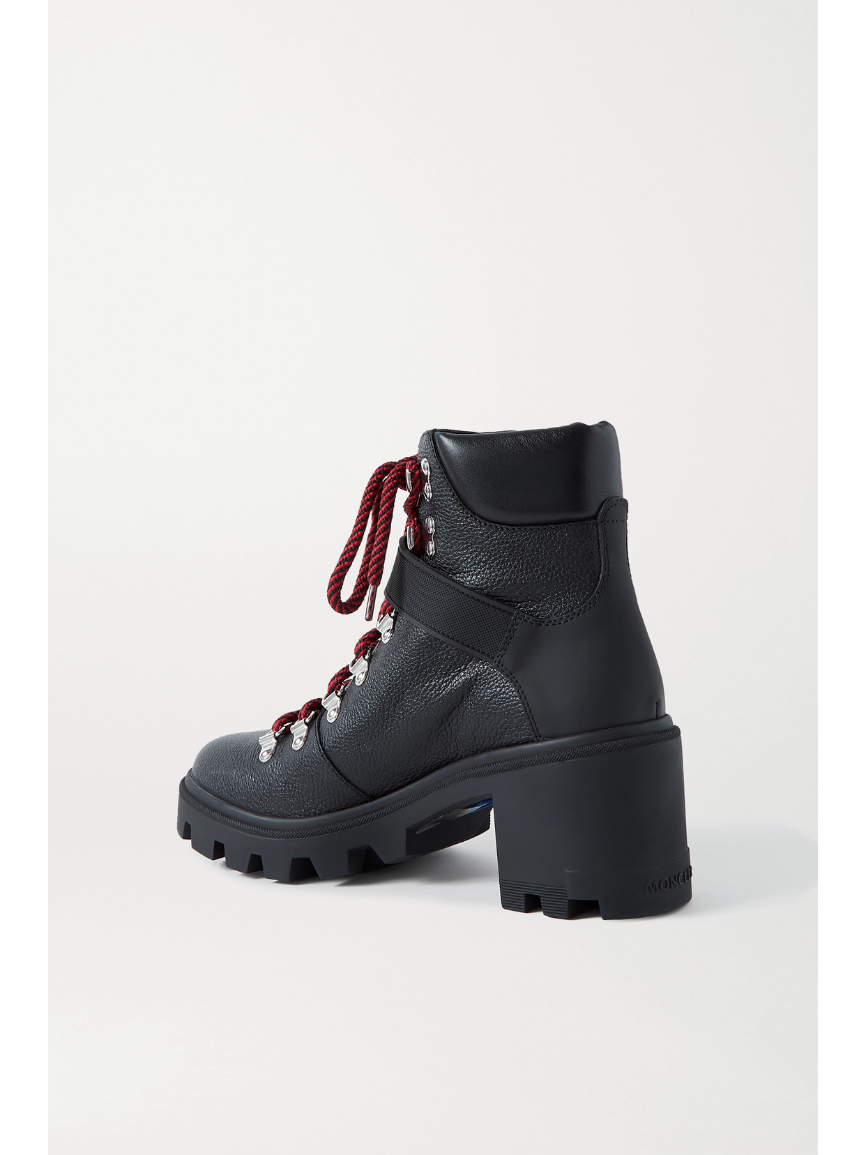 Moncler Carol Rubber-trimmed Textured-leather Ankle Boots In Black