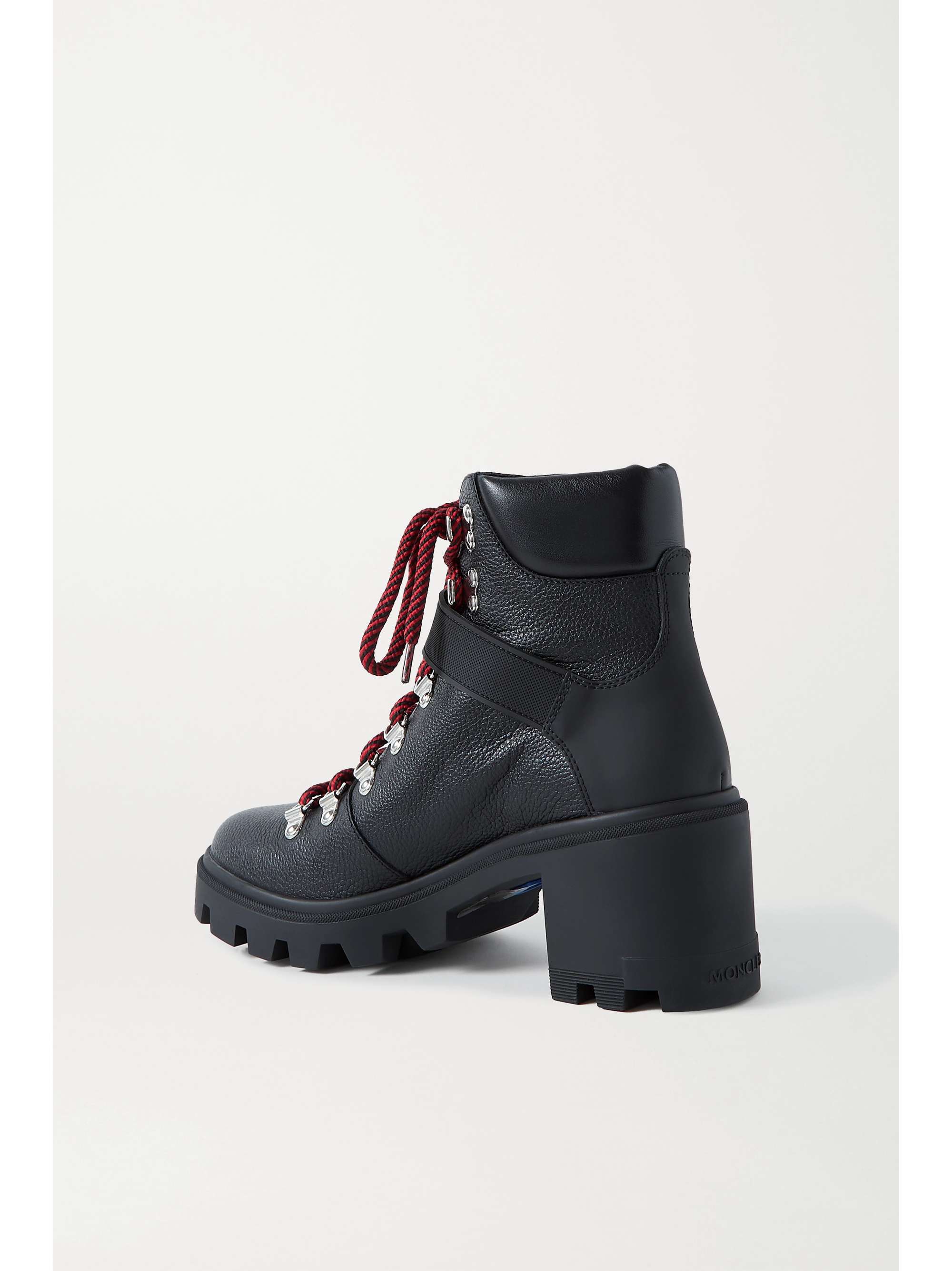 MONCLER Carol rubber-trimmed textured-leather ankle boots