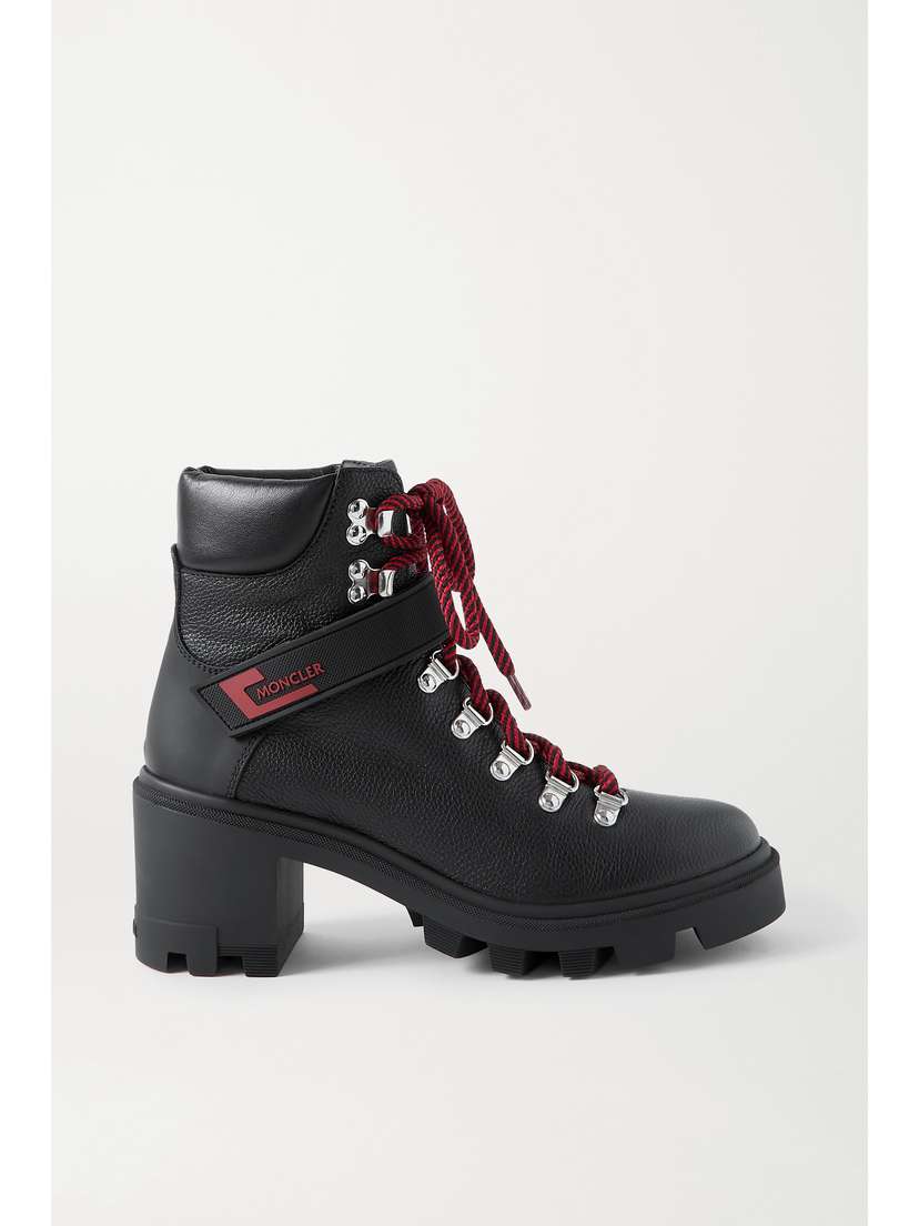 Moncler Carol Rubber-trimmed Textured-leather Ankle Boots