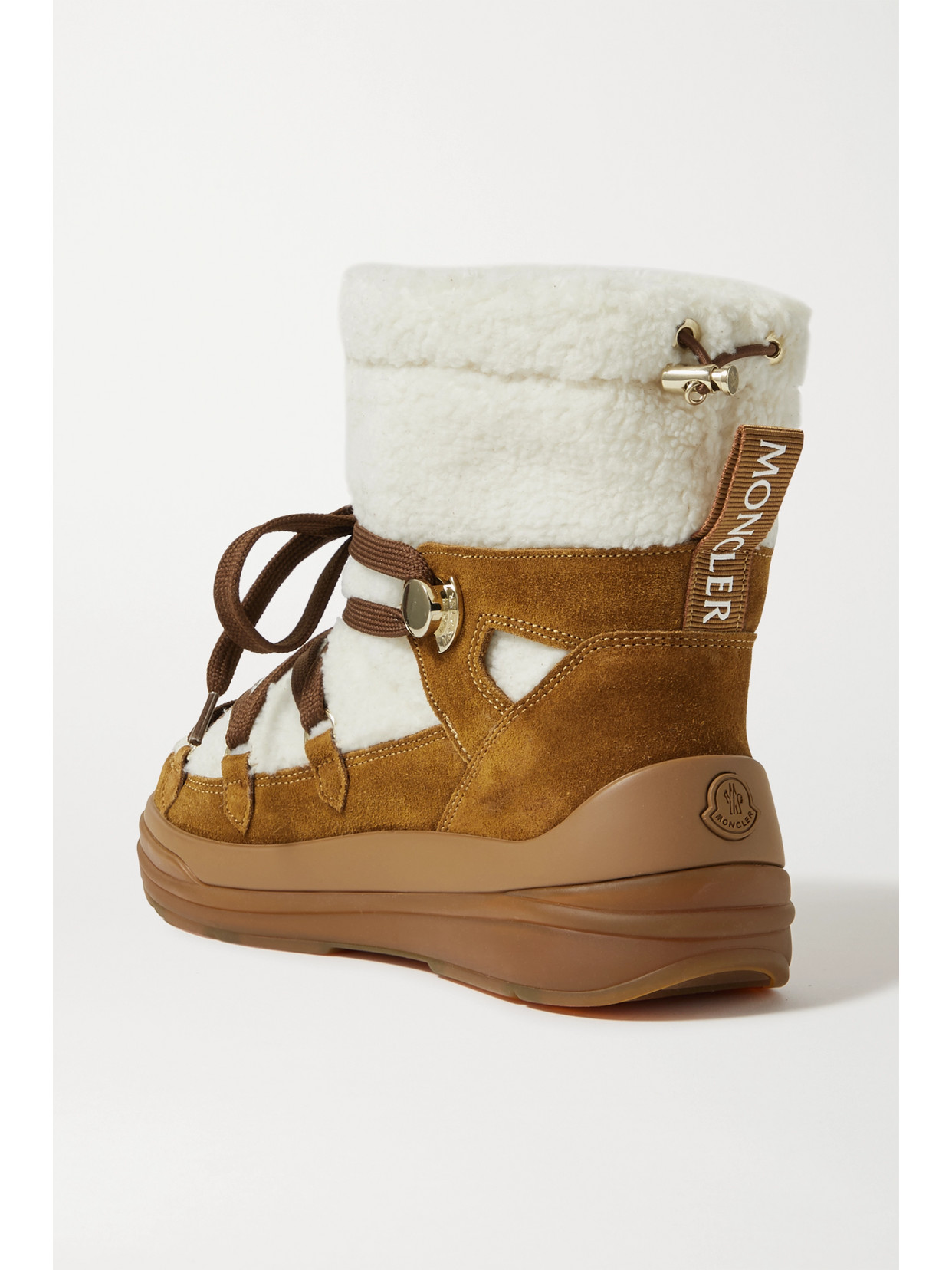 Moncler Insolux Faux Shearling-trimmed Suede Boots In Tan