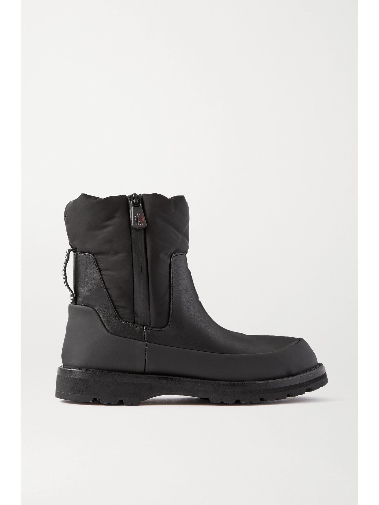 MONCLER RAIN DON'T CARE PANELED LEATHER AND SHELL ANKLE BOOTS