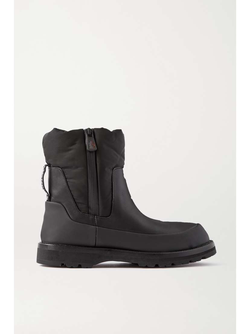 Moncler Rain Don't Care Paneled Leather And Shell Ankle Boots