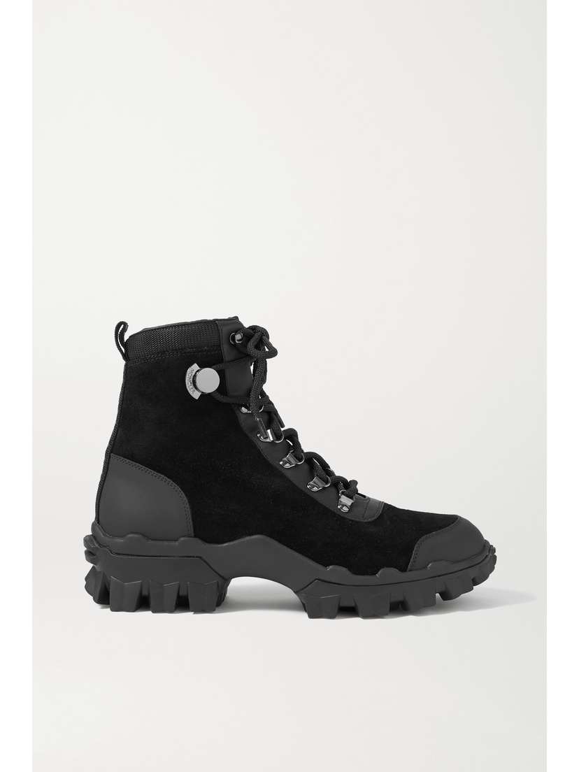 Moncler Helis Logo-print Leather-trimmed Suede Ankle Boots