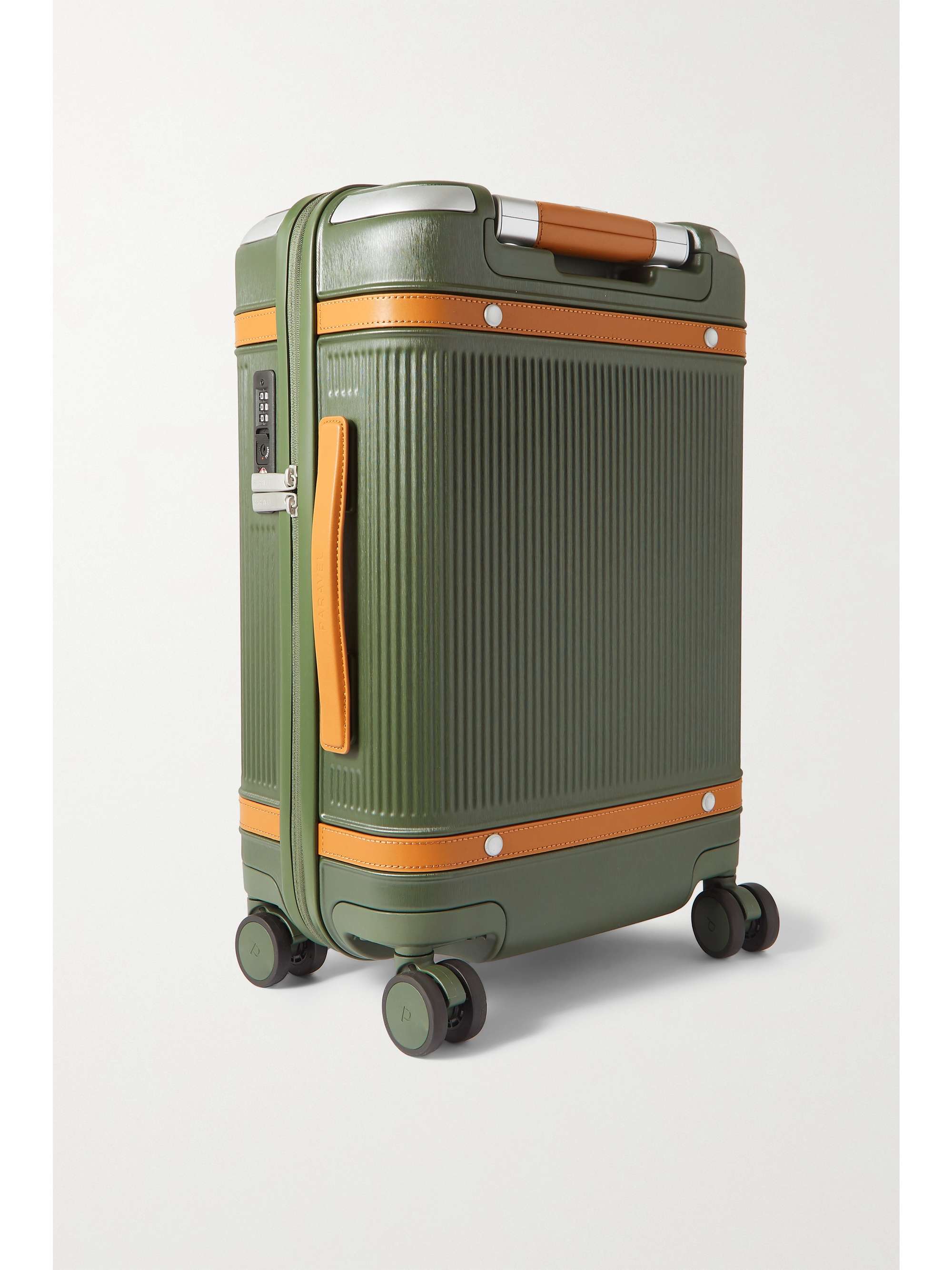 PARAVEL + NET SUSTAIN Aviator Carry-On vegan leather-trimmed hardshell suitcase