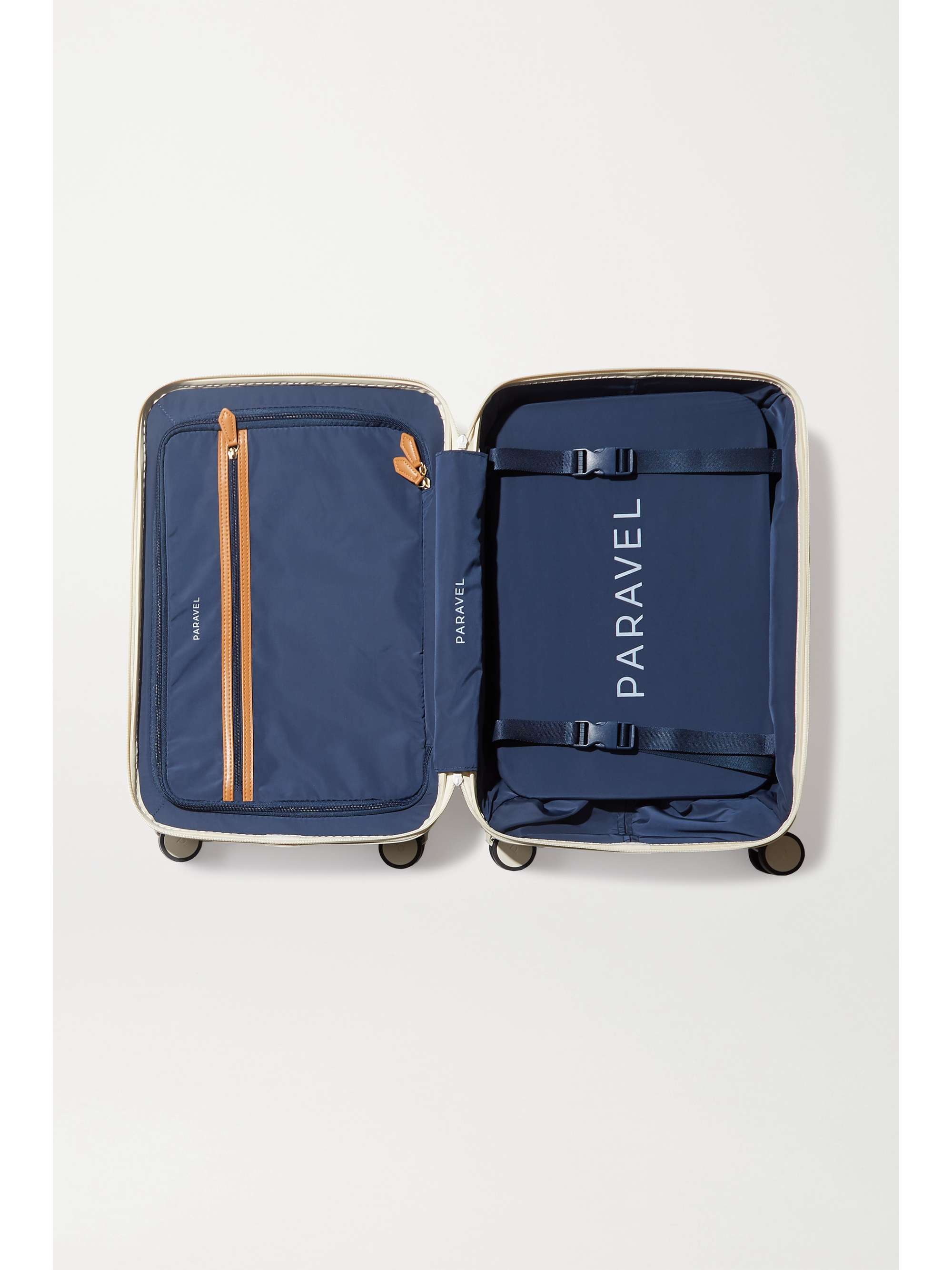 PARAVEL + NET SUSTAIN Aviator Carry-On vegan leather-trimmed hardshell suitcase