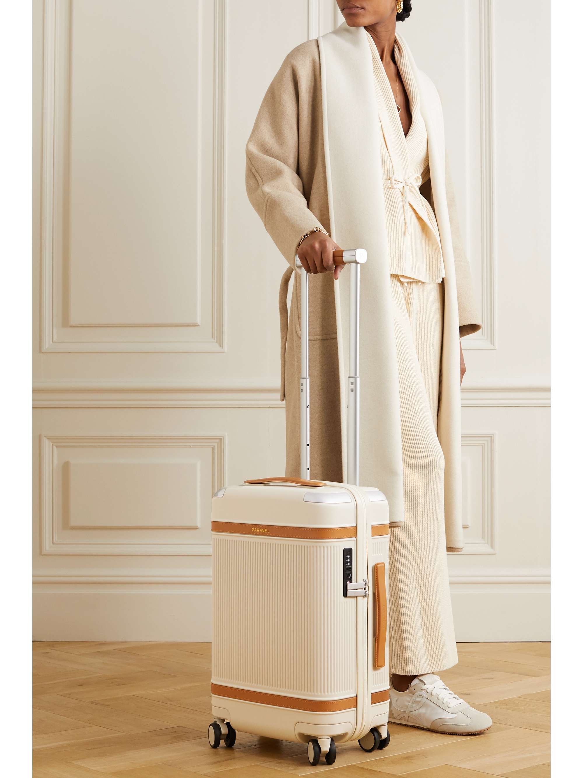 PARAVEL + NET SUSTAIN Aviator Carry-On vegan leather-trimmed hardshell suitcase