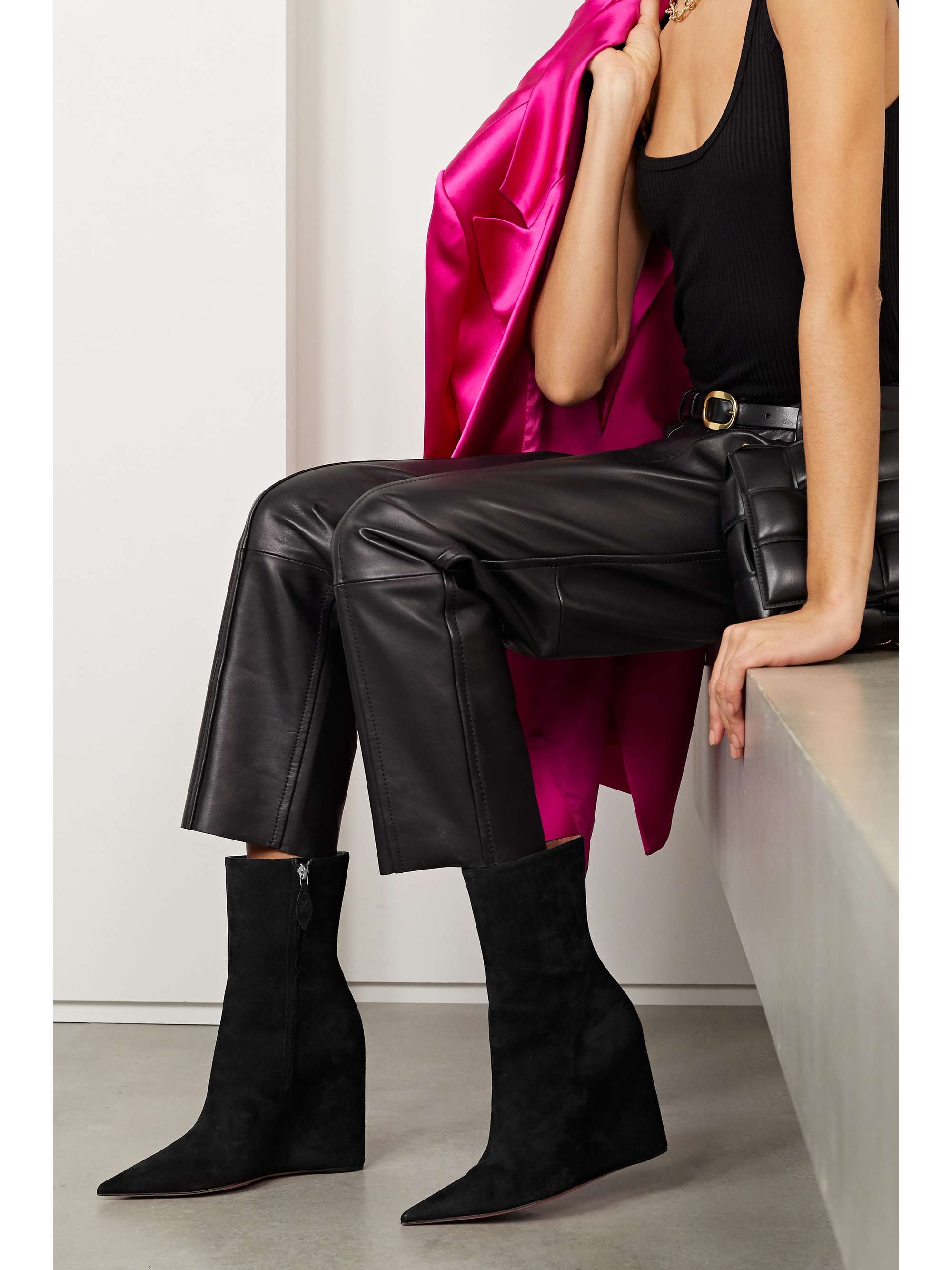 AMINA MUADDI Pernille suede wedge ankle boots