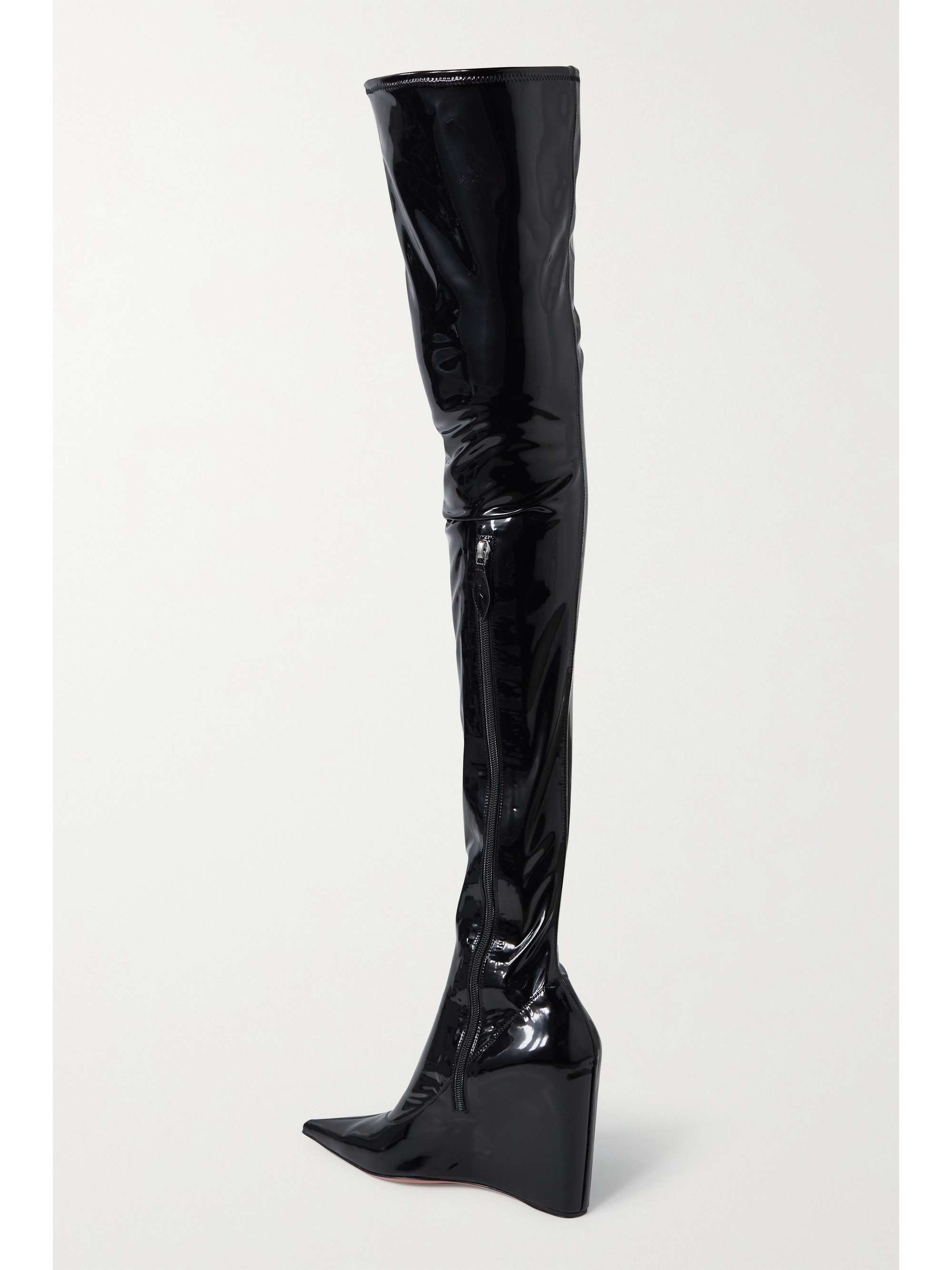 AMINA MUADDI Danielle stretch-latex wedge thigh boots