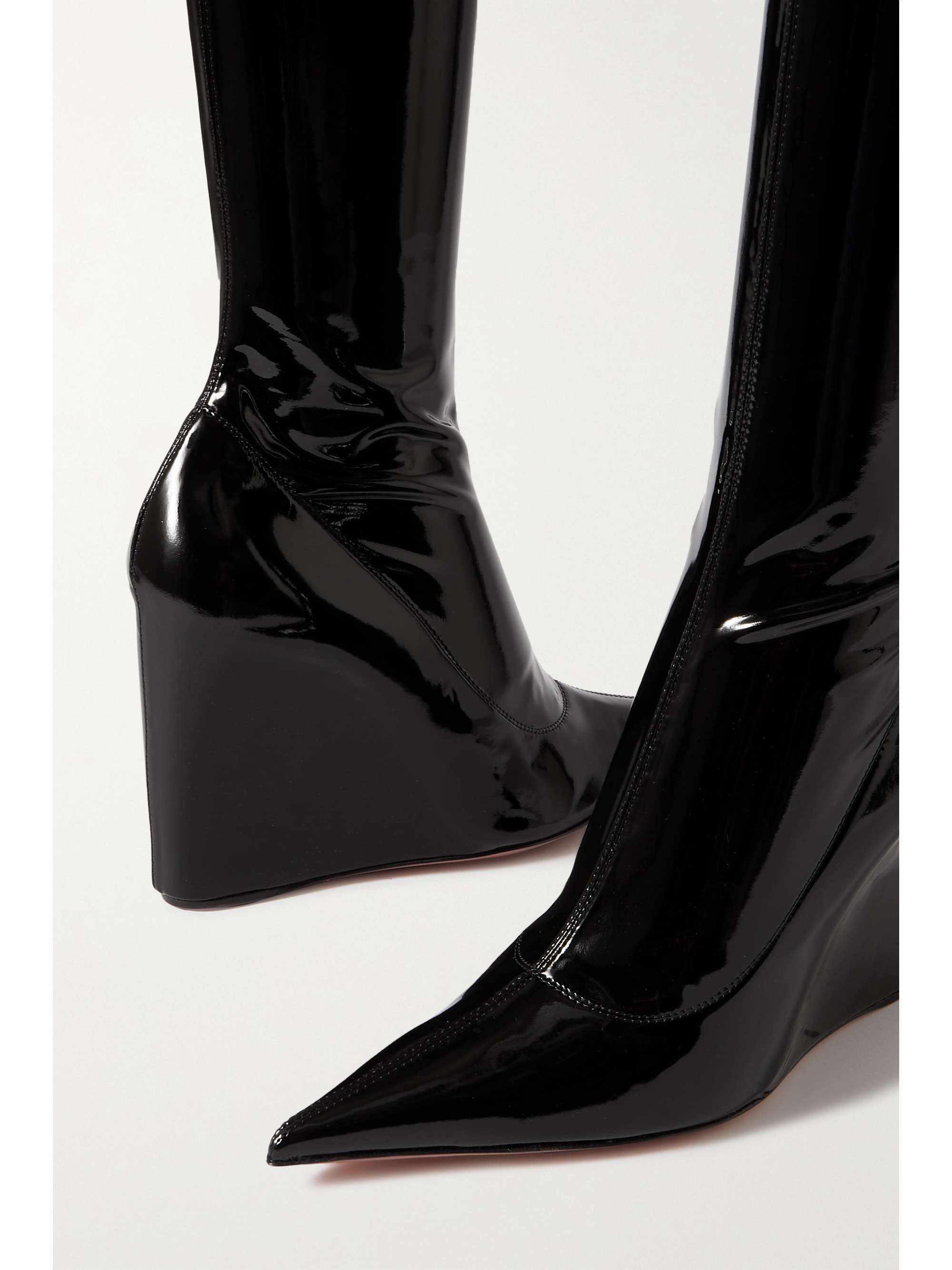 AMINA MUADDI Danielle stretch-latex wedge thigh boots
