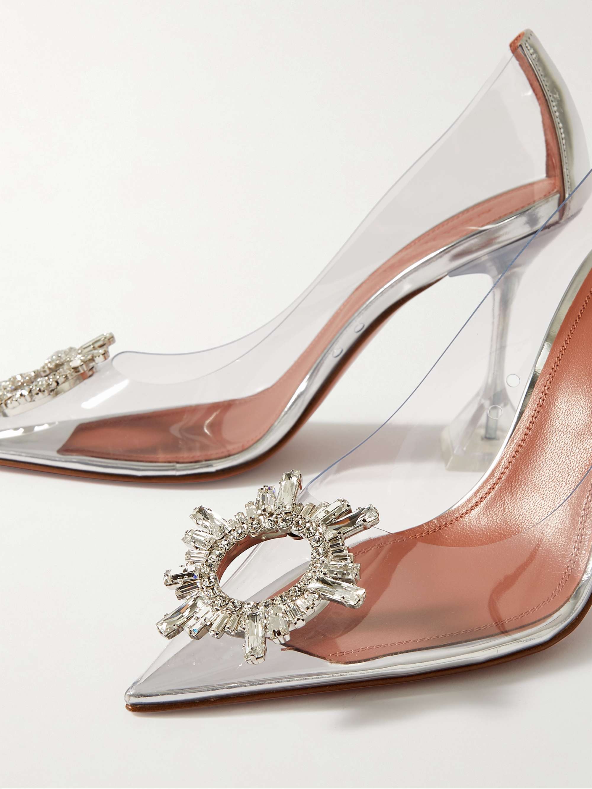 clear heels with embellishment