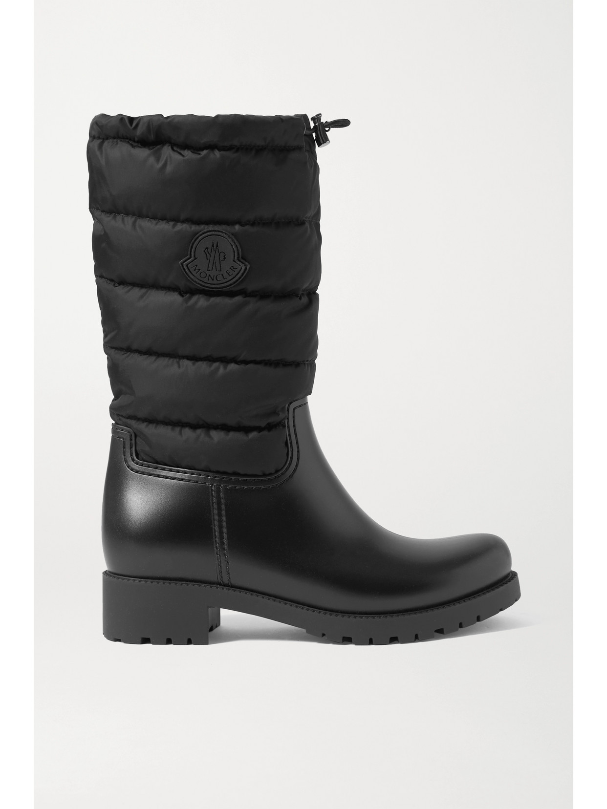 Moncler Ginette Quilted Nylon And Rubber Rain Boots In Black