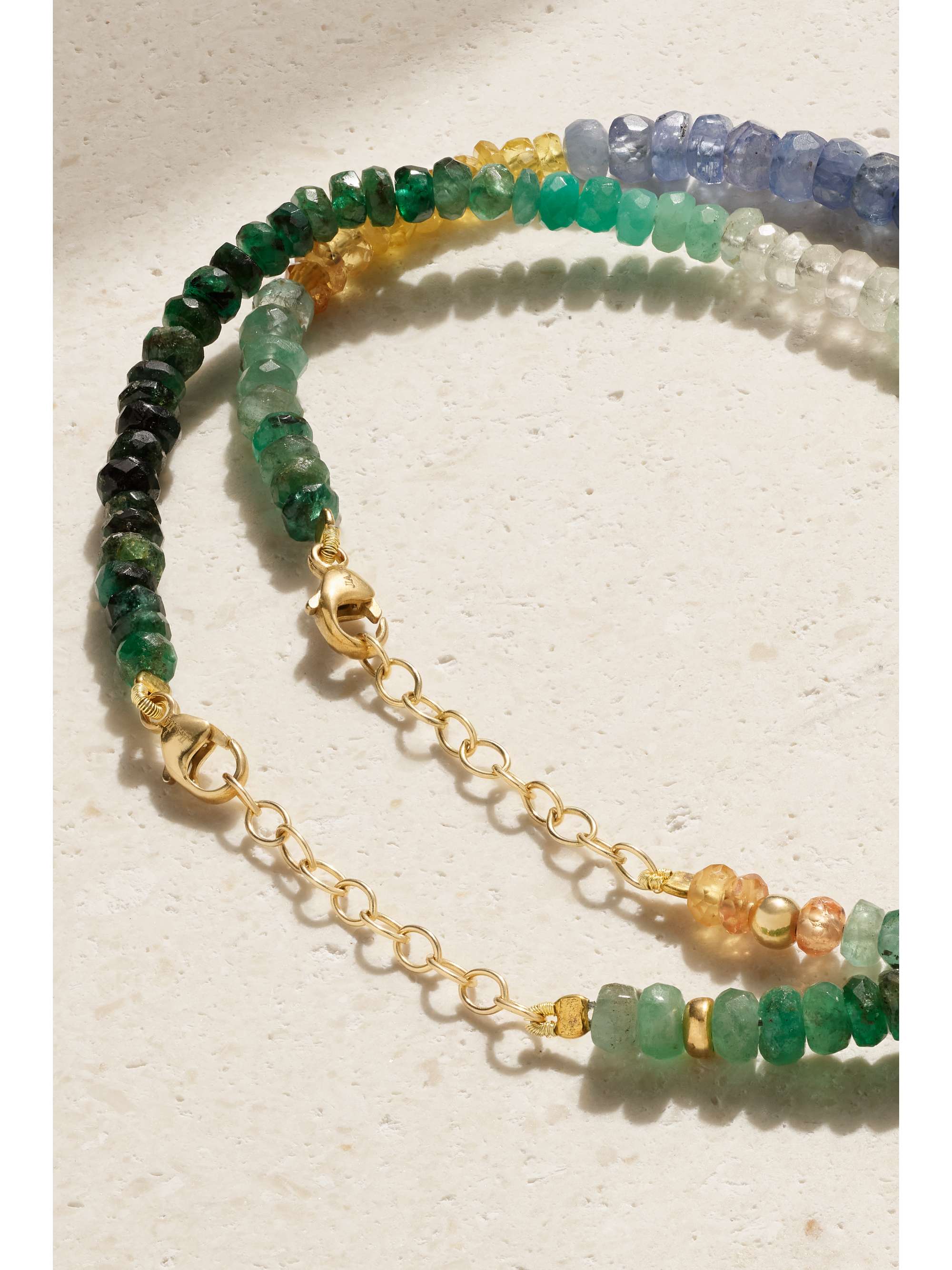 JIA JIA Set de deux bracelets en or 14 14 carats (585/1000), saphirs et émeraudes