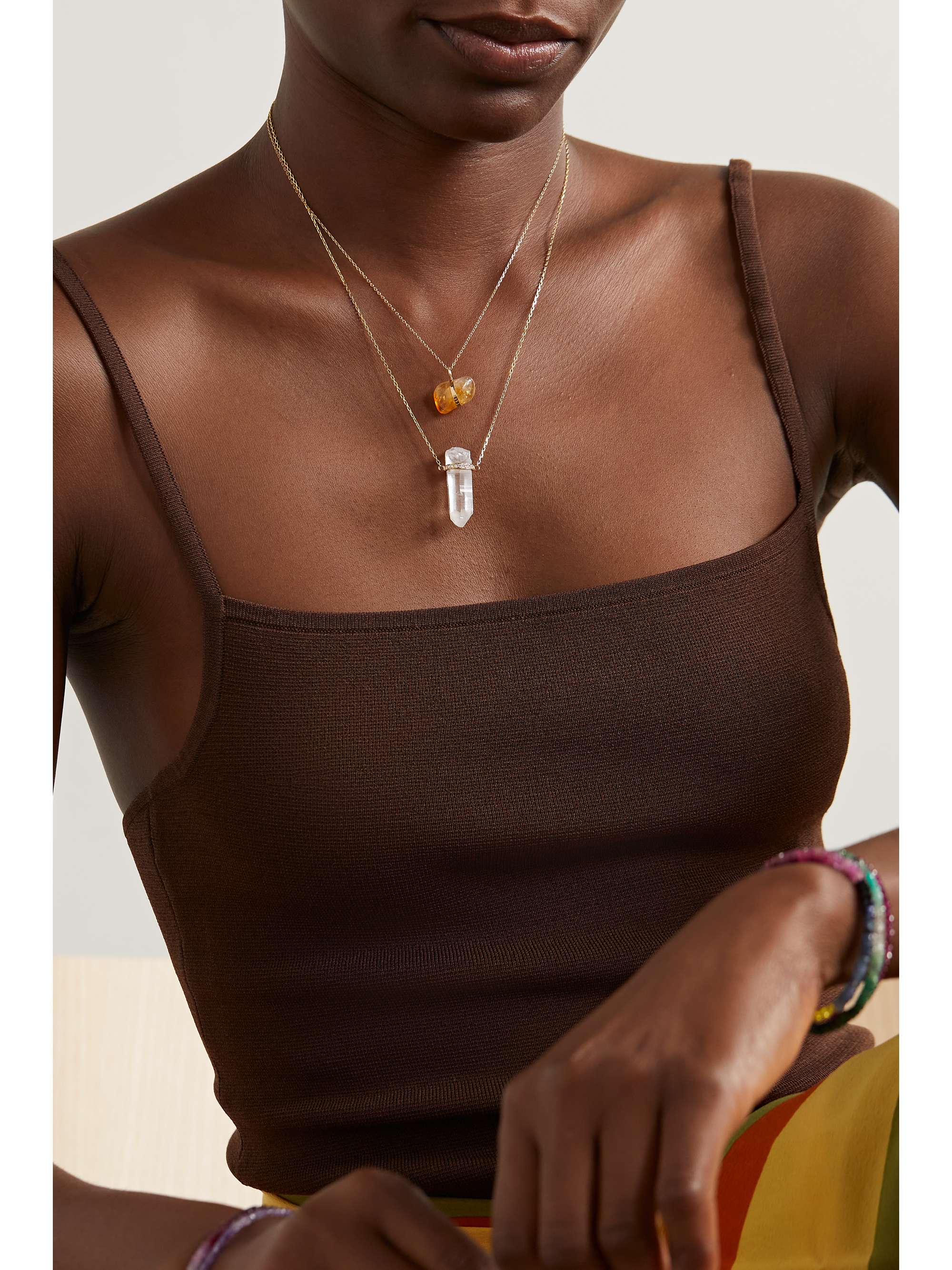 JIA JIA 14-karat gold, quartz and diamond necklace