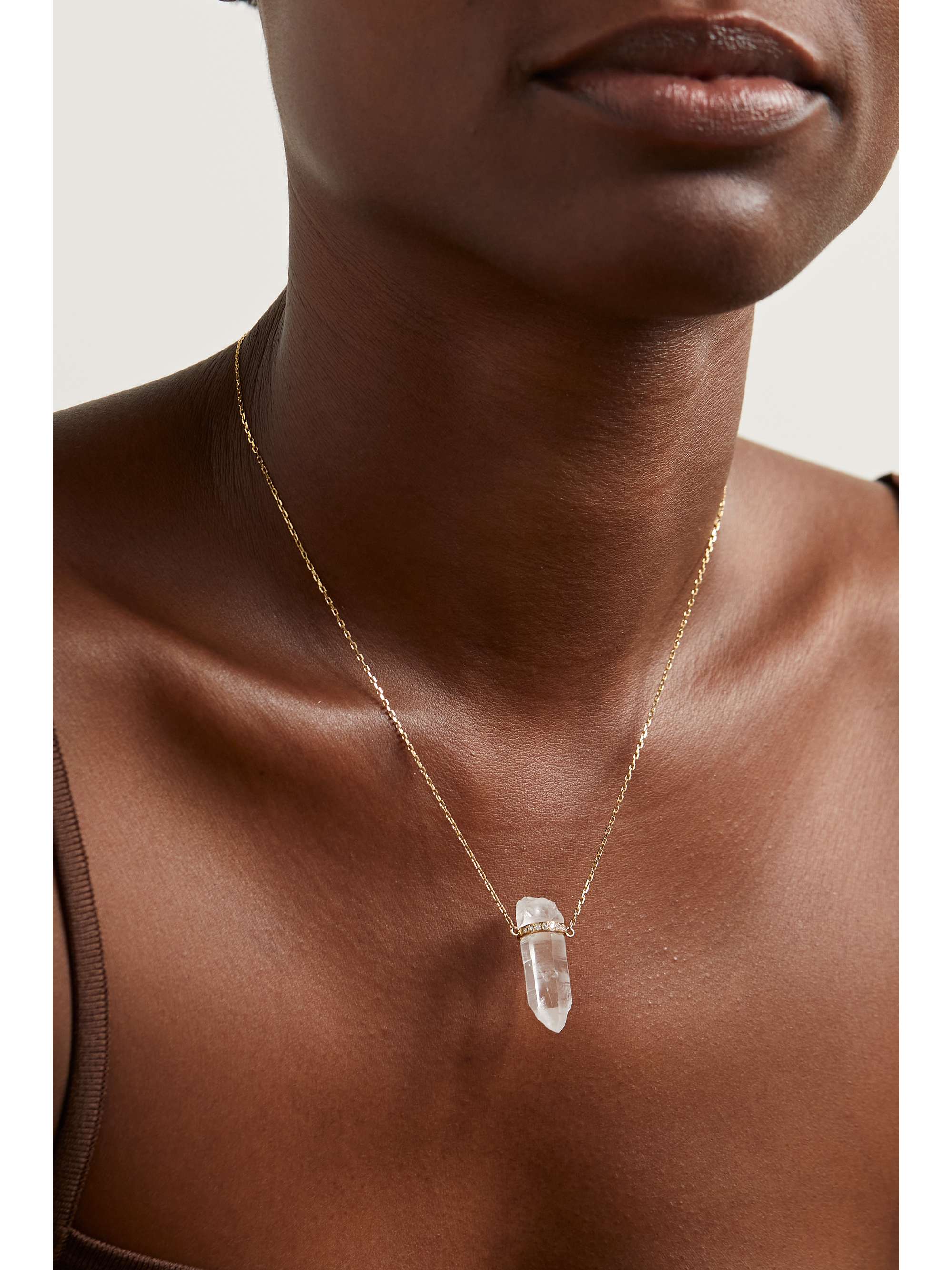 JIA JIA 14-karat gold, quartz and diamond necklace