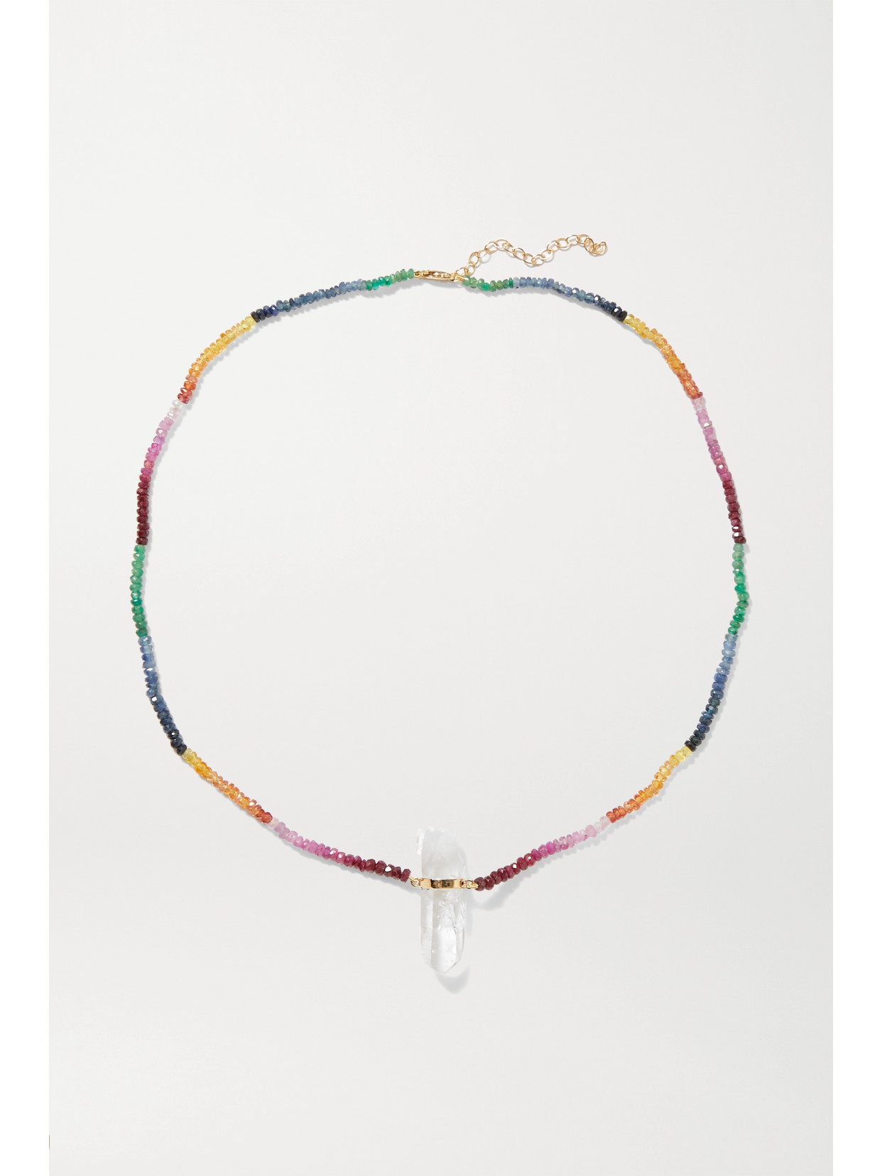 Jia Jia 14k Yellow Gold Dark Rainbow Beaded Quartz Necklace In Red