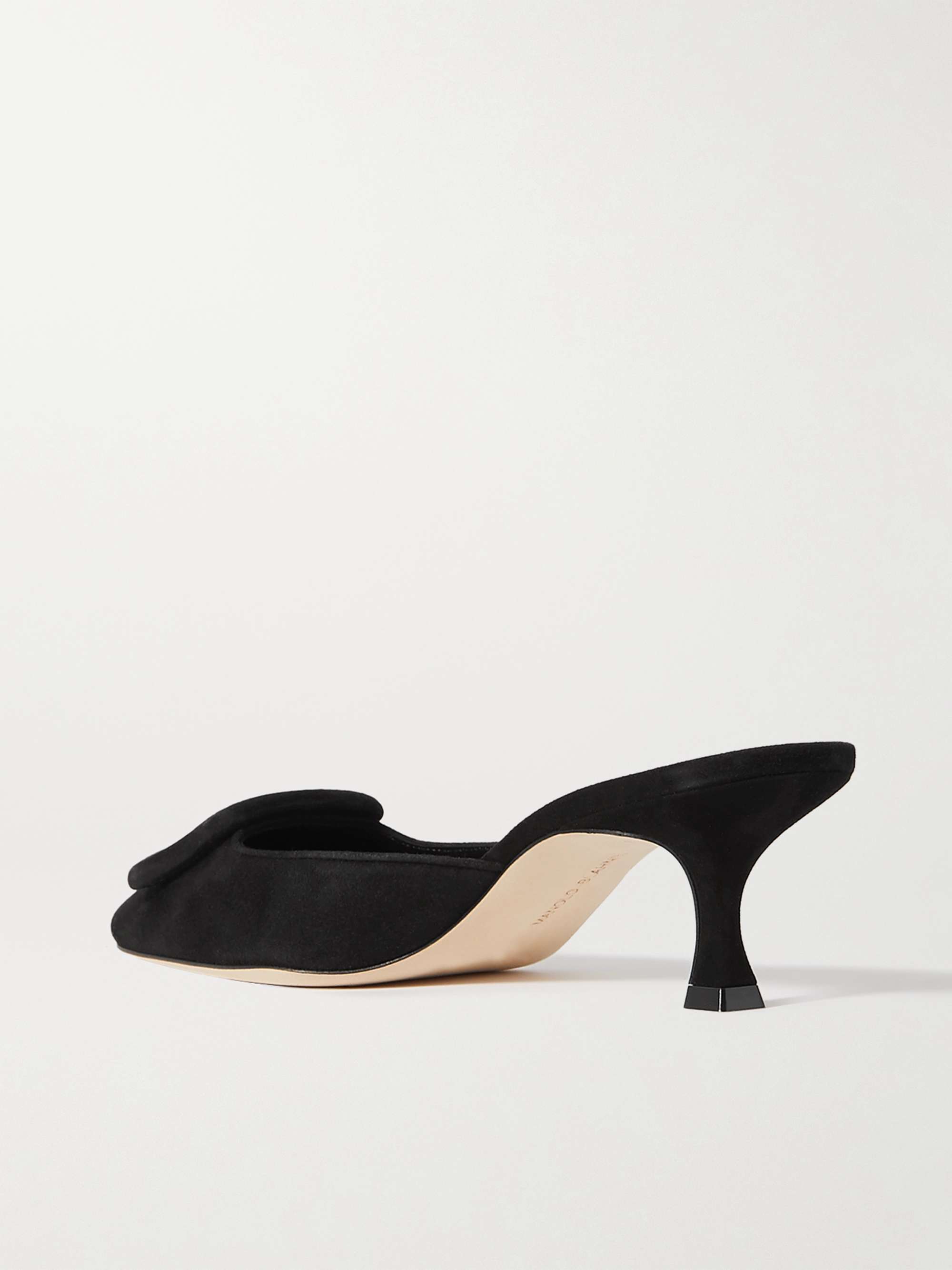 MANOLO BLAHNIK Maysale 50 buckled suede mules | NET-A-PORTER