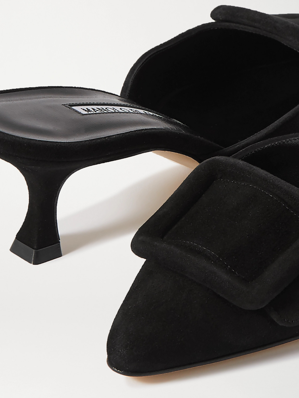 Manolo Blahnik 50mm Maysale Velvet Mules In Black