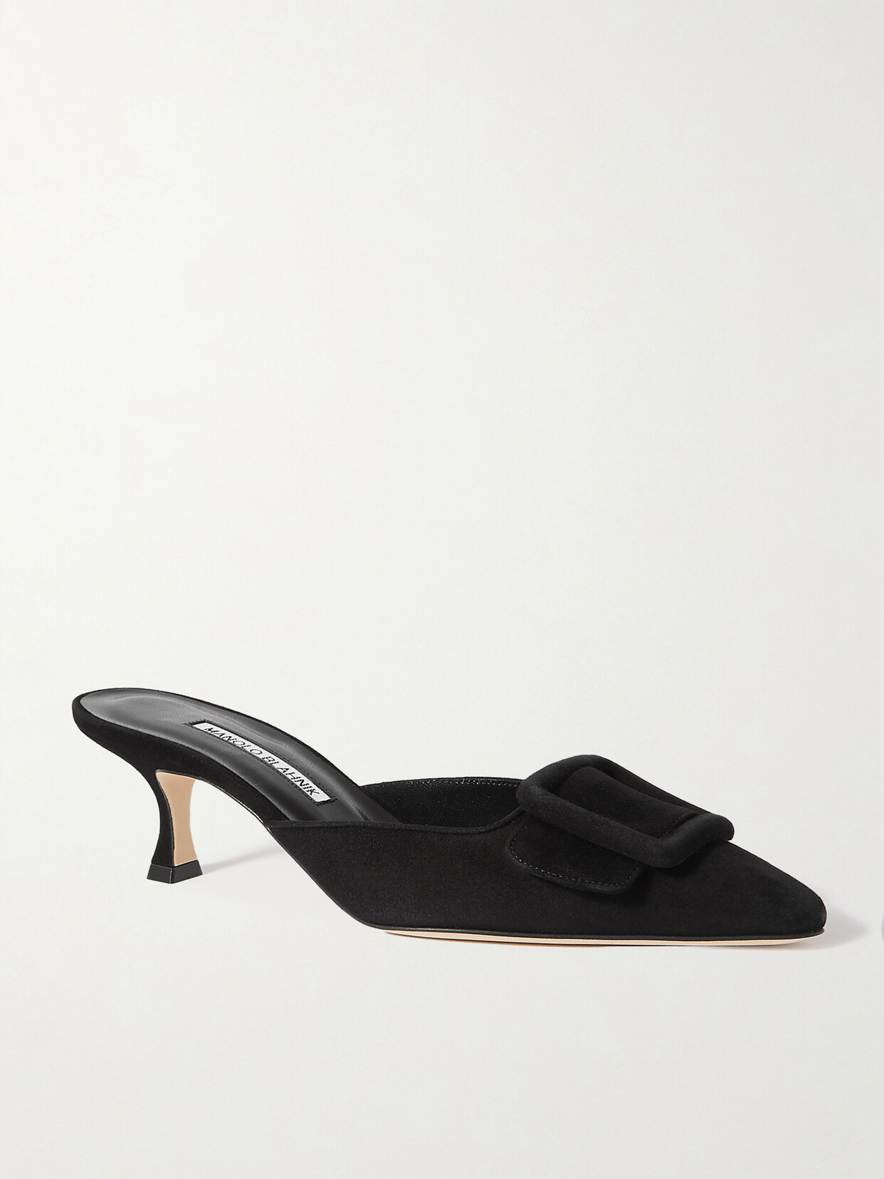 Manolo Blahnik Maysale 50 Buckled Suede Mules In Black