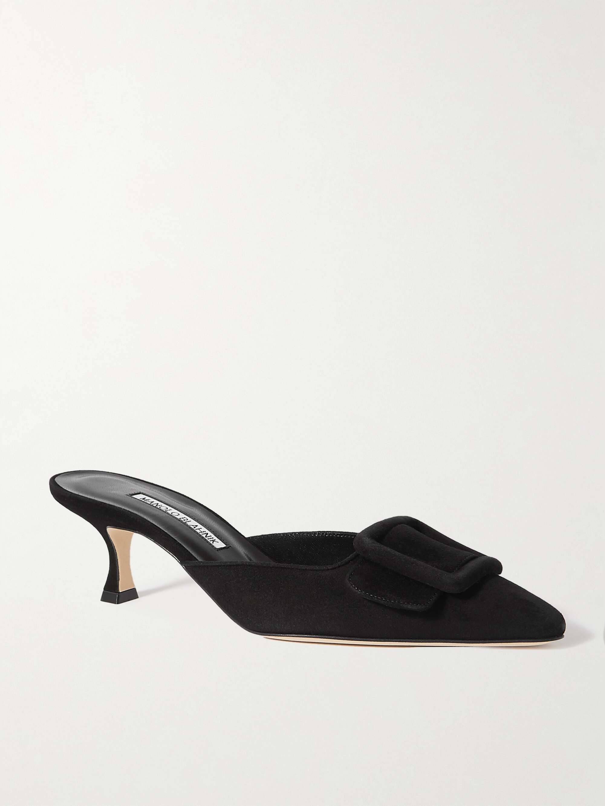 MANOLO BLAHNIK Maysale 50 buckled suede mules | NET-A-PORTER