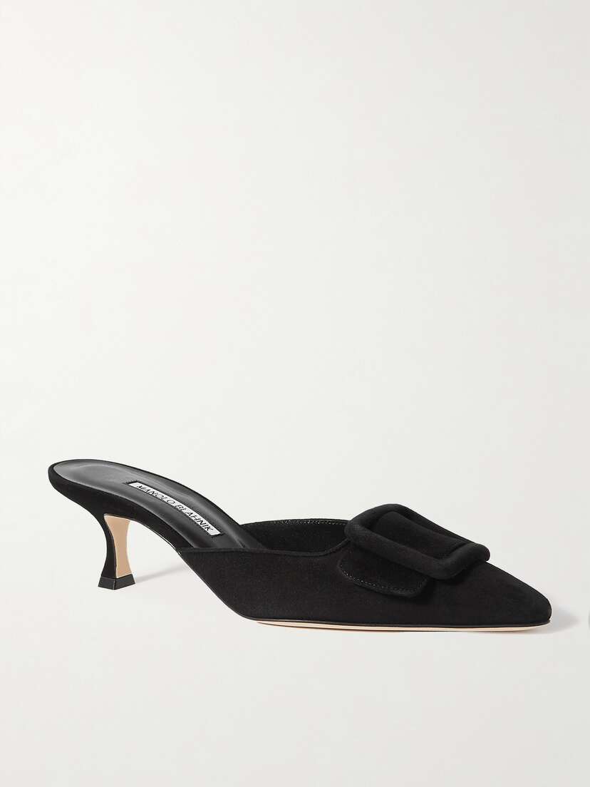 Manolo Blahnik Maysale 50 Buckled Suede Mules