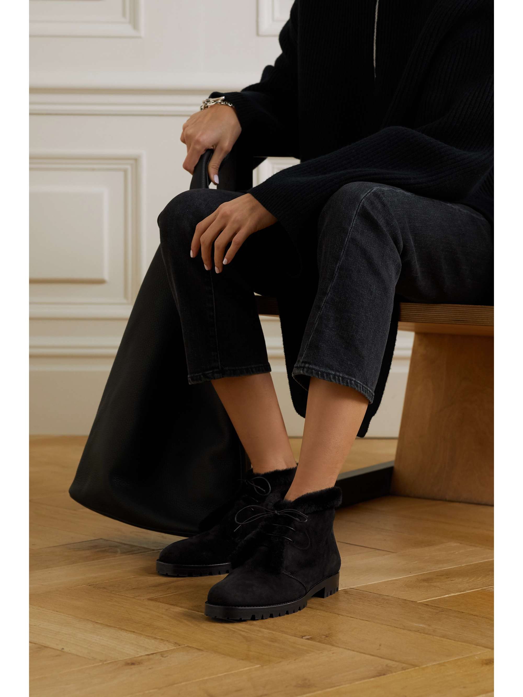 MANOLO BLAHNIK Mircus shearling-lined suede ankle boots
