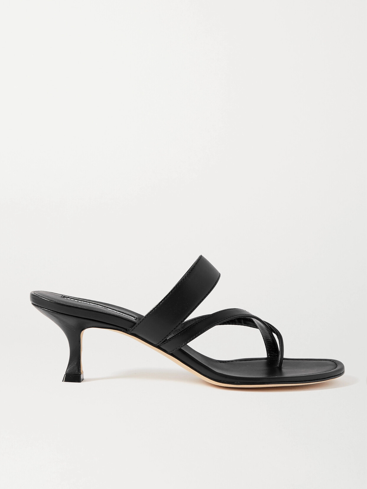 Shop Manolo Blahnik Susa 50 Leather Sandals In Black