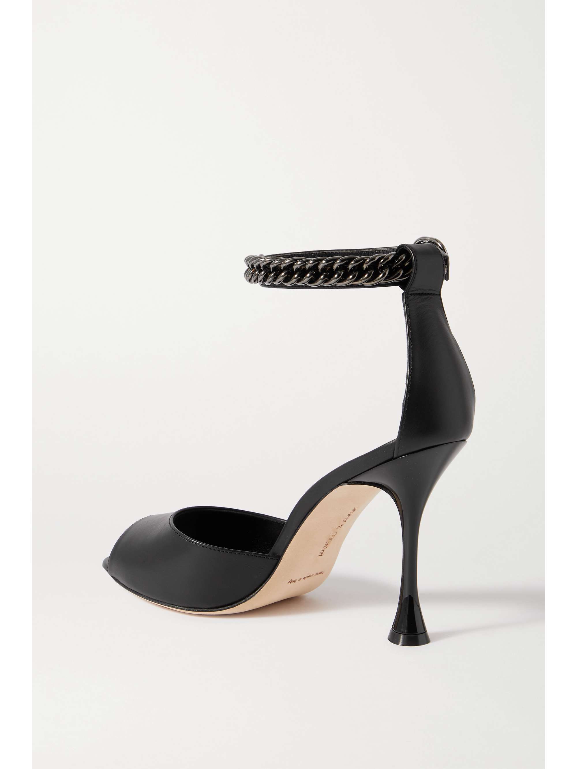 MANOLO BLAHNIK Fombra 105 chain-embellished leather sandals