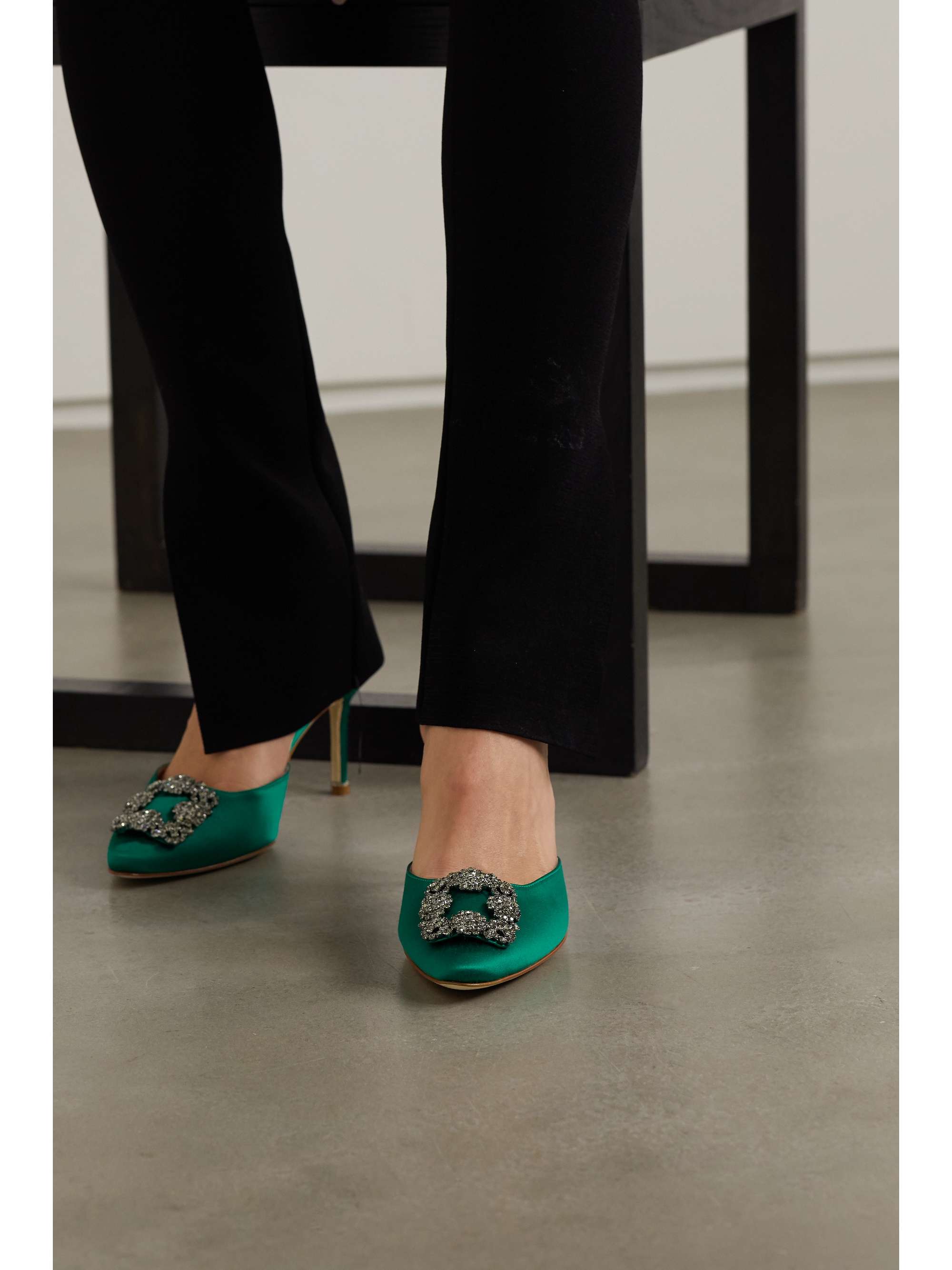 Mules en satin a ornements Hangisimu 70 vert IT35.5