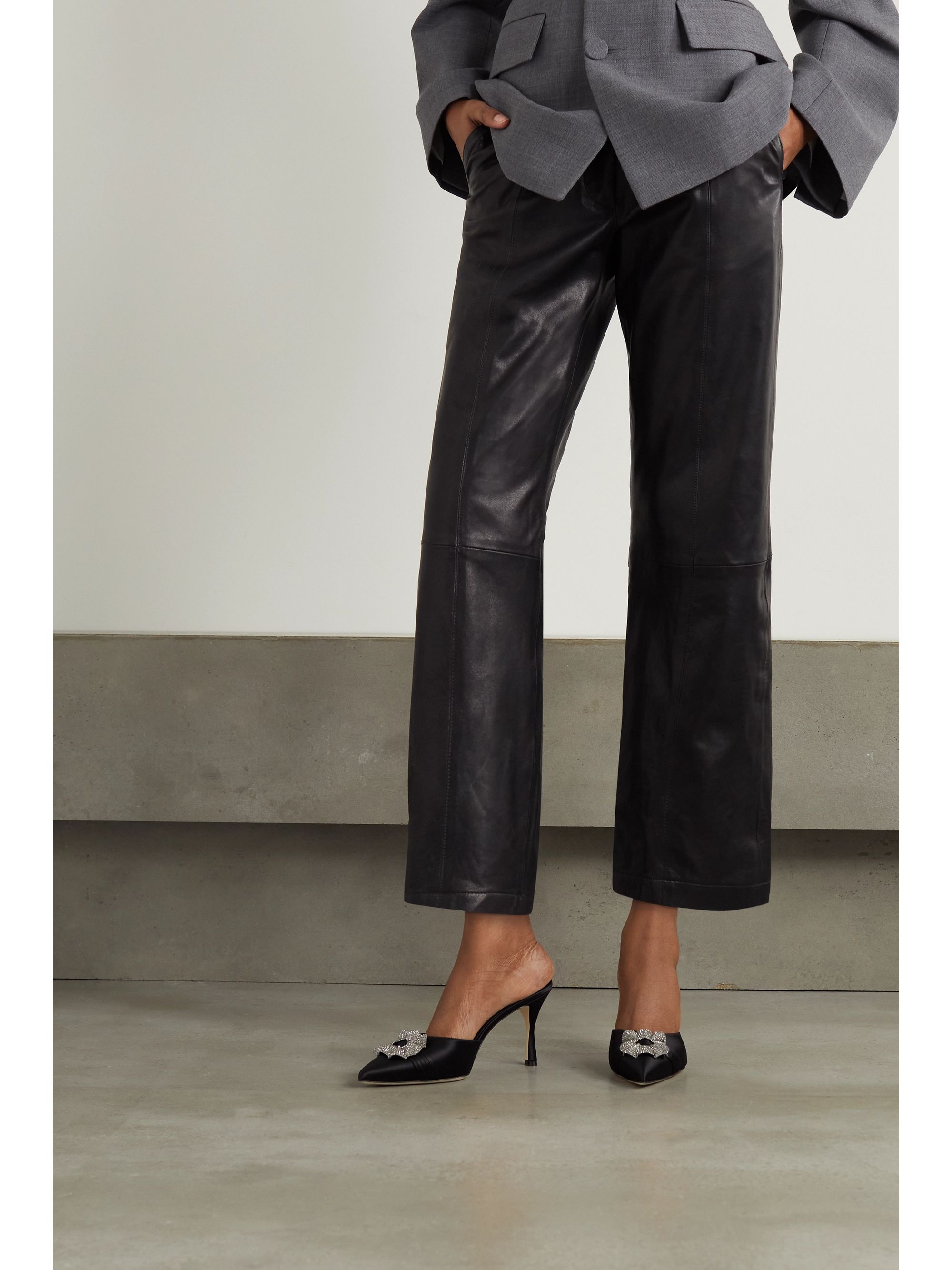 manolo blahnik satin mules