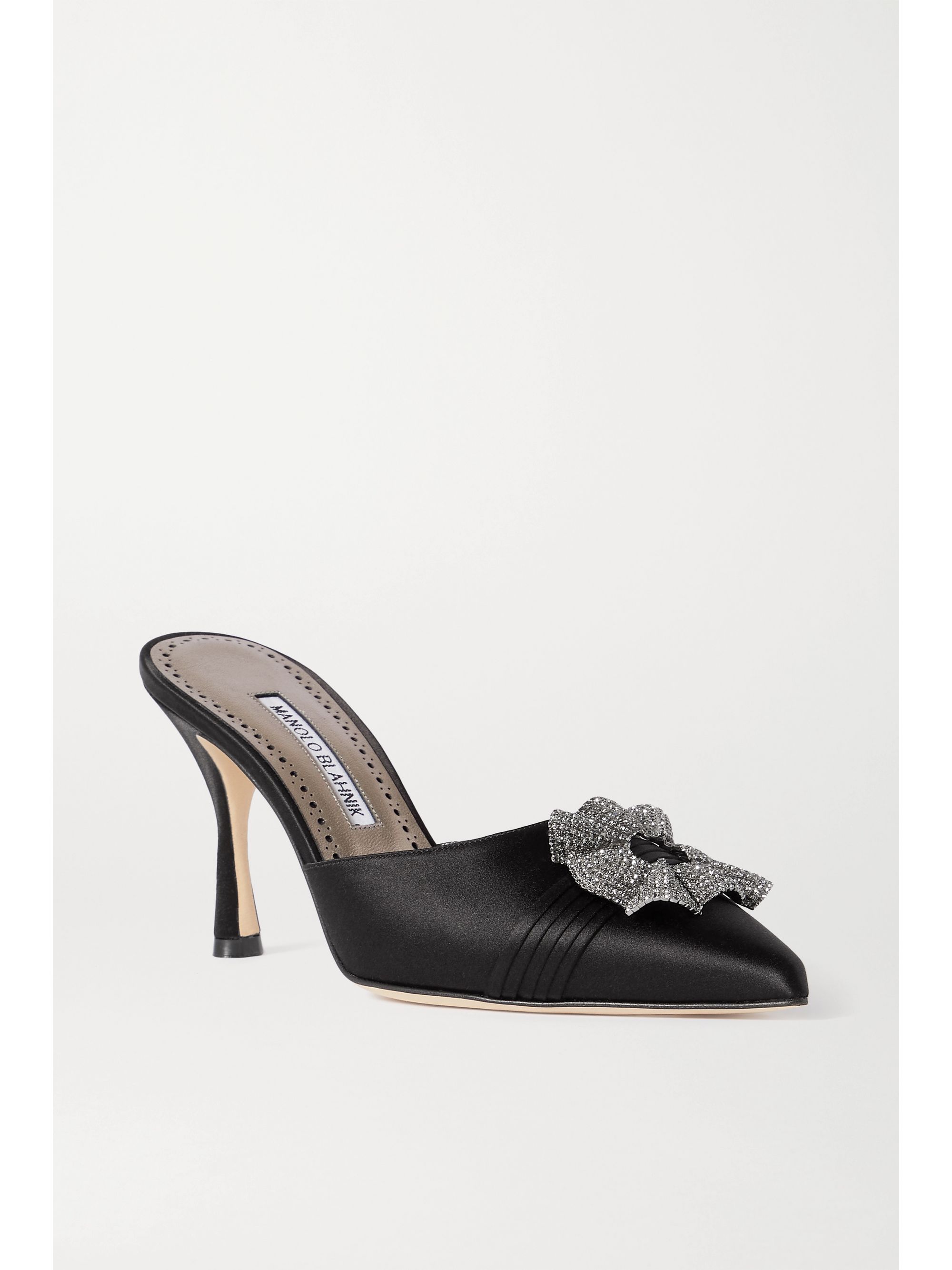 manolo blahnik satin mules