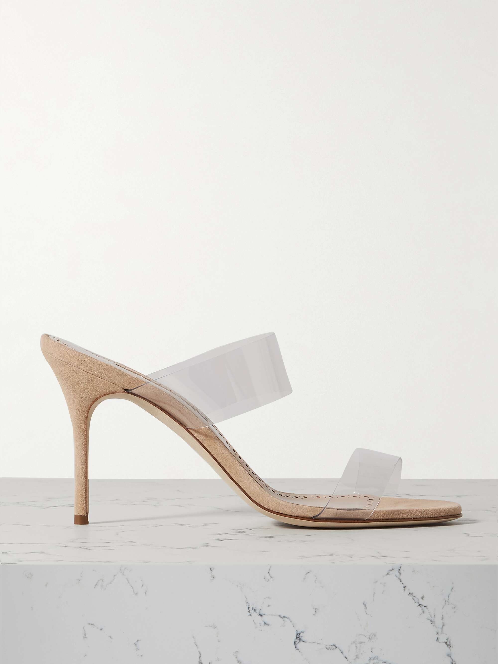 Neutral Scolto 90 PVC mules | MANOLO BLAHNIK | NET-A-PORTER