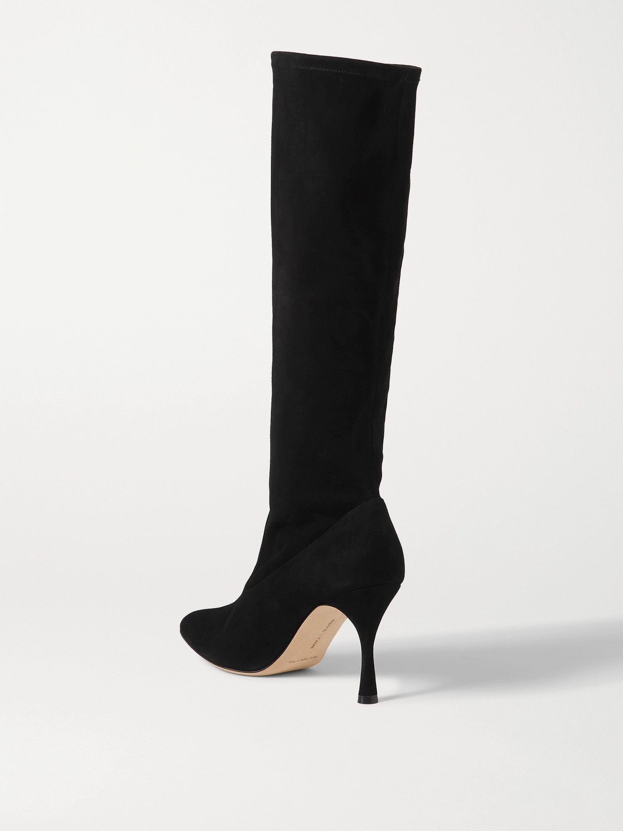 Manolo Blahnik Pamfilo 90 Stretch-suede Knee Boots In Black