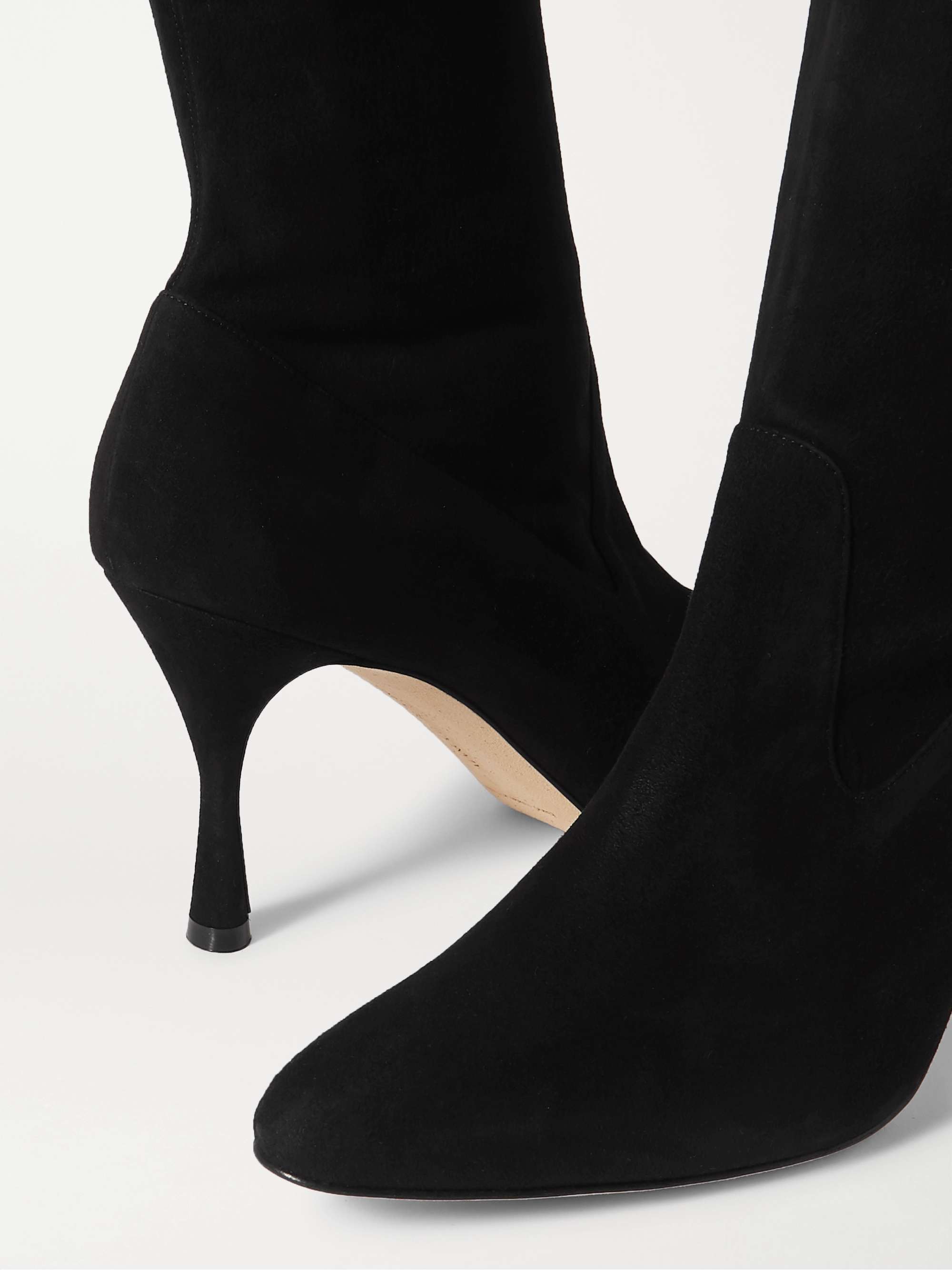 MANOLO BLAHNIK Pamfilo 90 stretch-suede knee boots